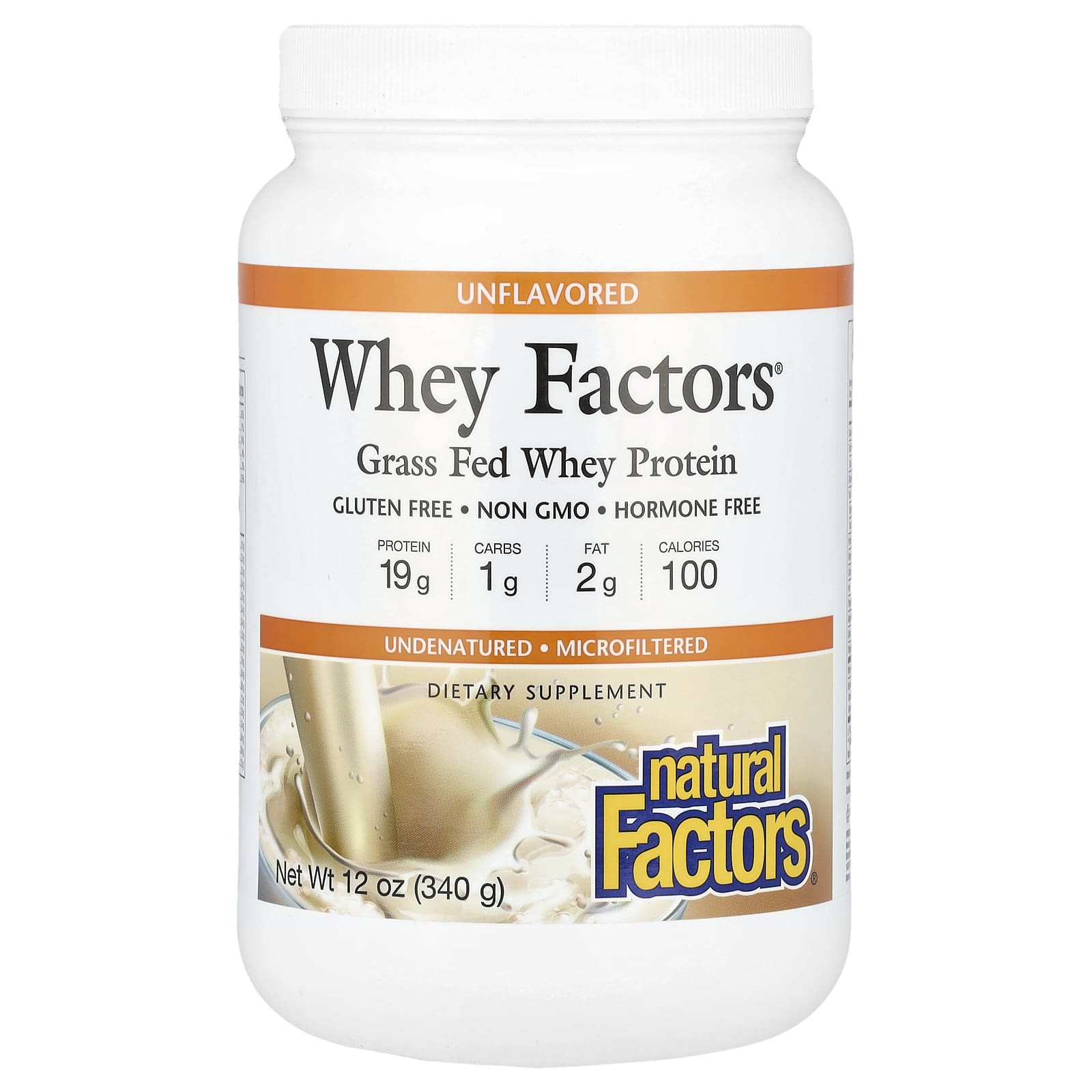 Natural Factors, Whey Factors, Grass Fed Whey Protein, Unflavored, 12 oz (340 g) - B0019BI7CM