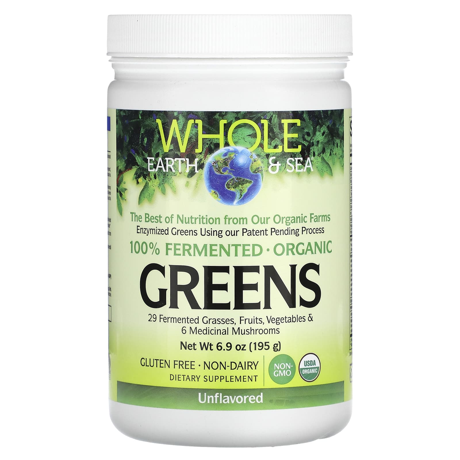 Natural Factors, Whole Earth & Sea, Greens, Unflavored, 6.9 oz (195 g) - B086VV1VSS