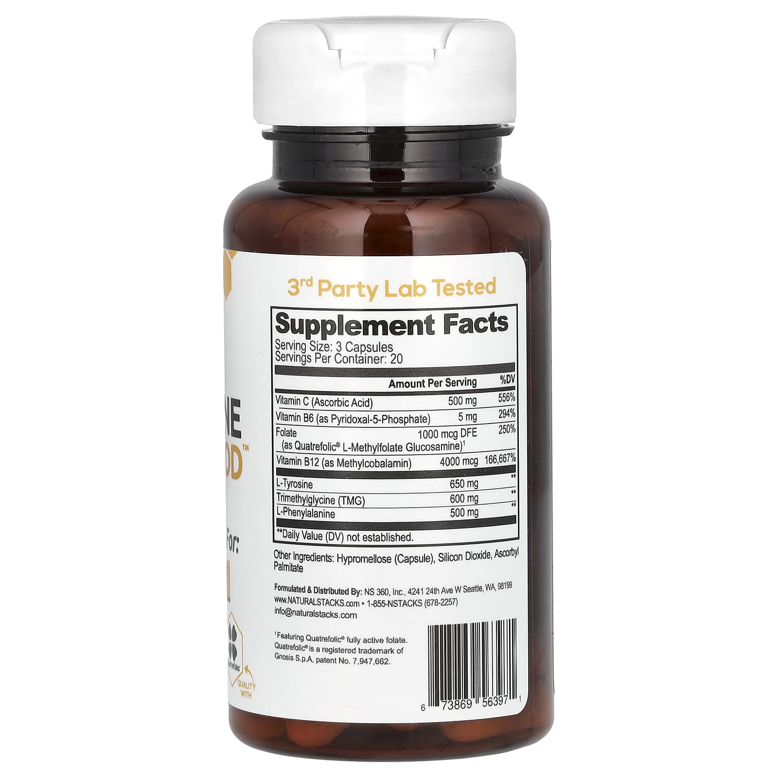 Natural Stacks, Dopamine Brain Food, 60 Vegan Capsules - B00XFMANES