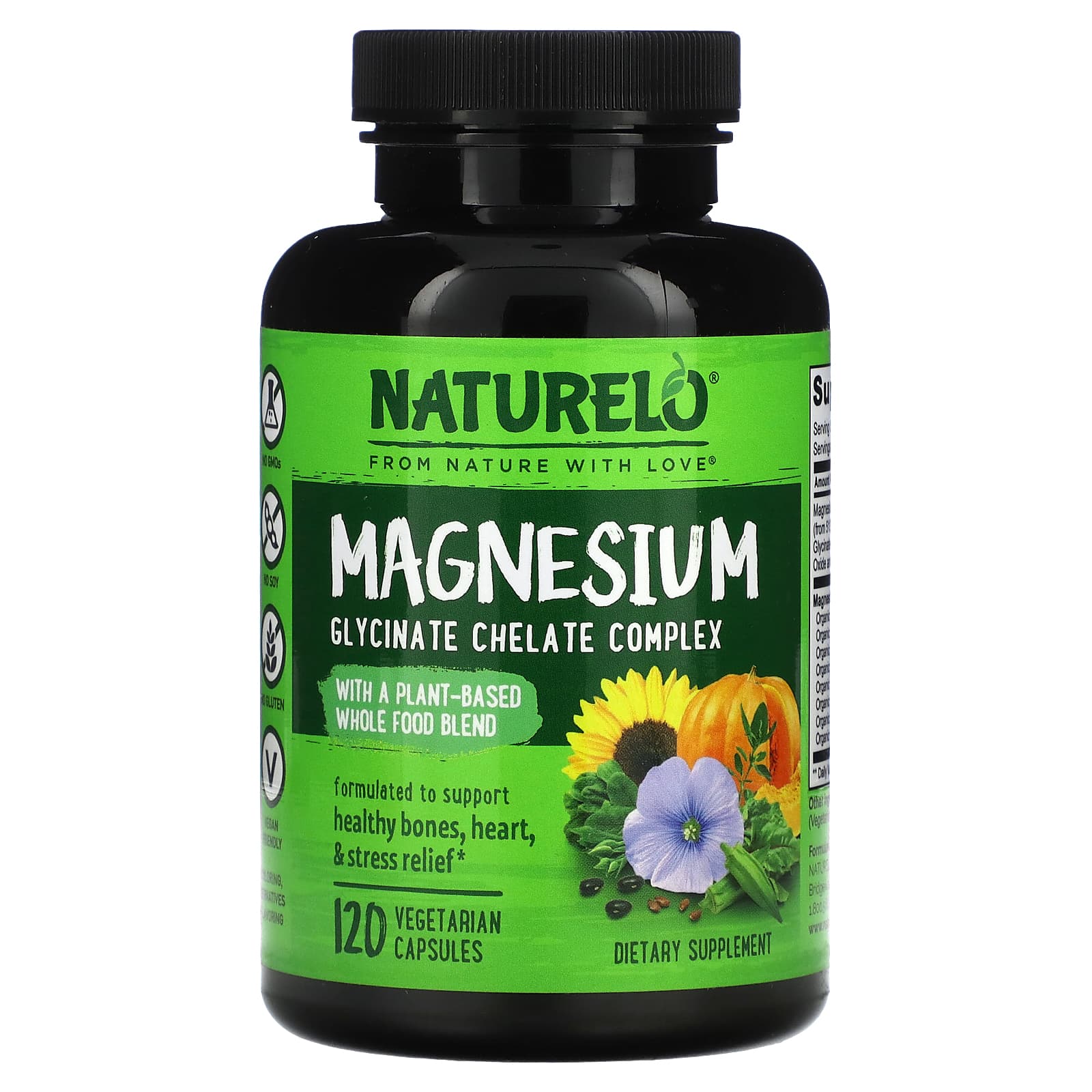 NATURELO, Magnesium Glycinate Chelate Complex, 120 Vegetarian Capsules - B07G2BD4F9