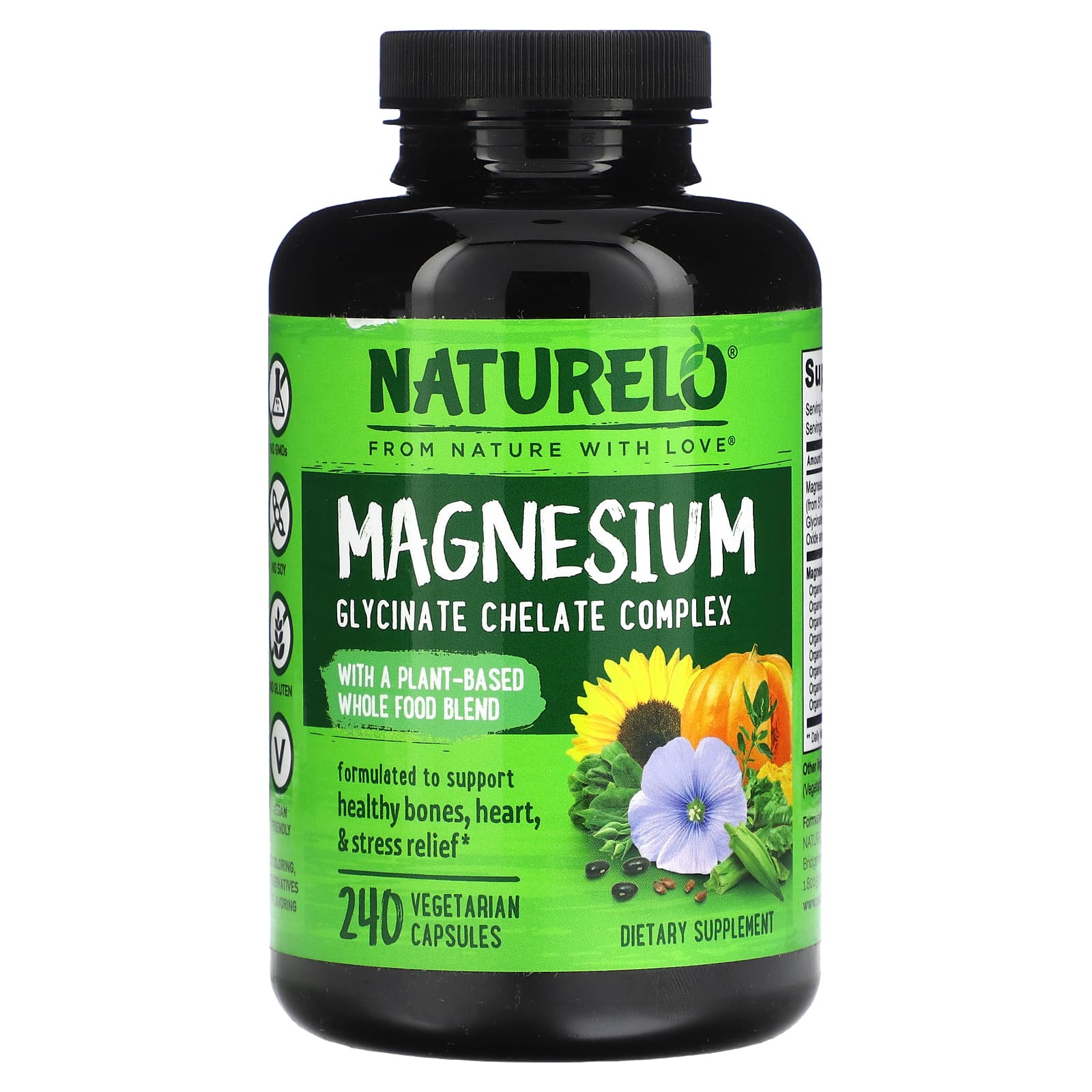 NATURELO, Magnesium Glycinate Chelate Complex, 240 Vegetarian Capsules - B09S8MRF3L