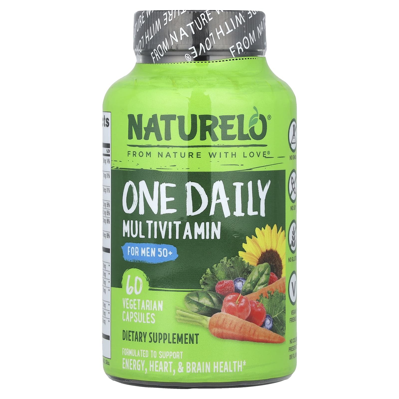 NATURELO, One Daily Multivitamin For Men 50+, 60 Vegetarian Capsules - B07LDDGJ52