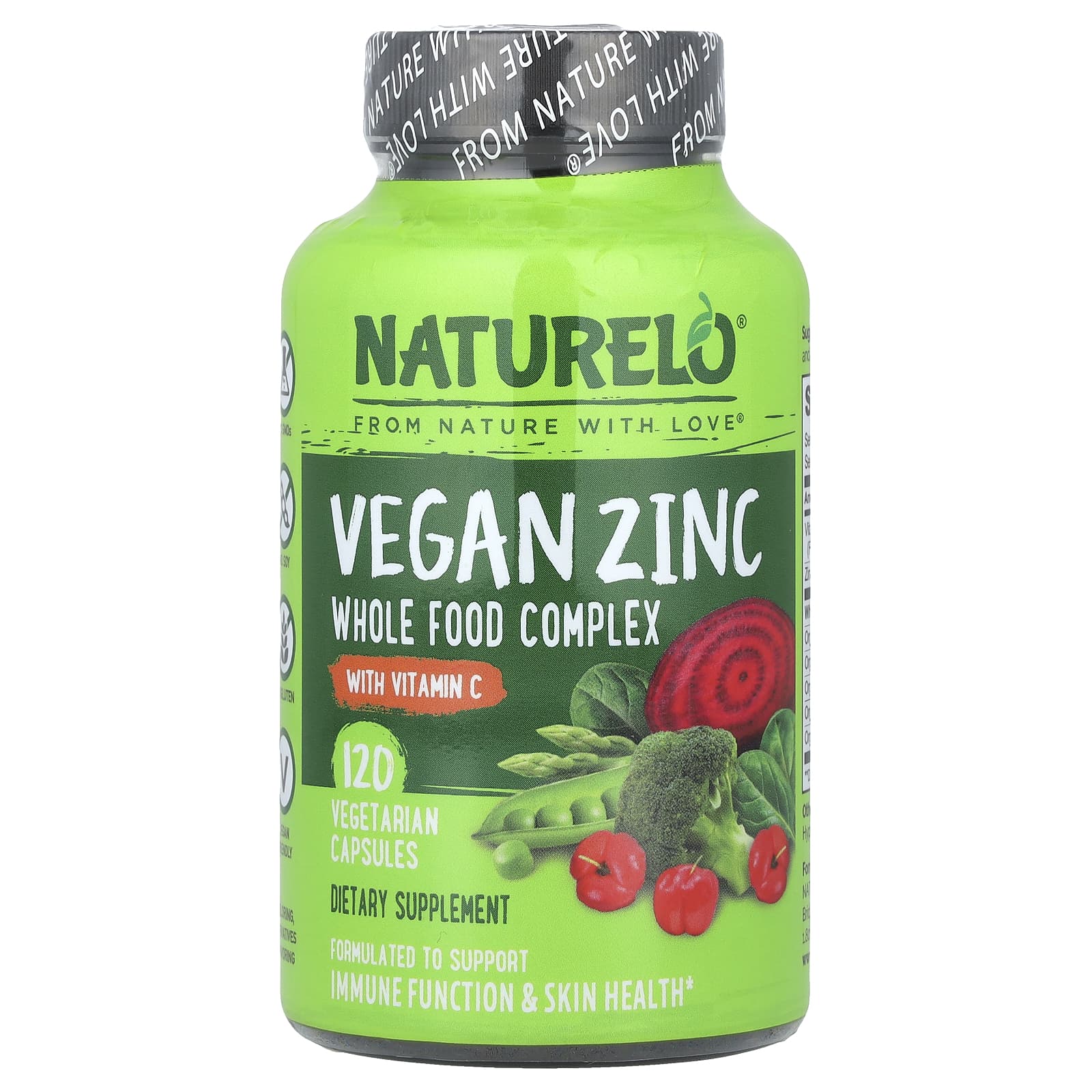 NATURELO, Vegan Zinc With Vitamin C, 120 Vegetarian Capsules - B08G168TSV