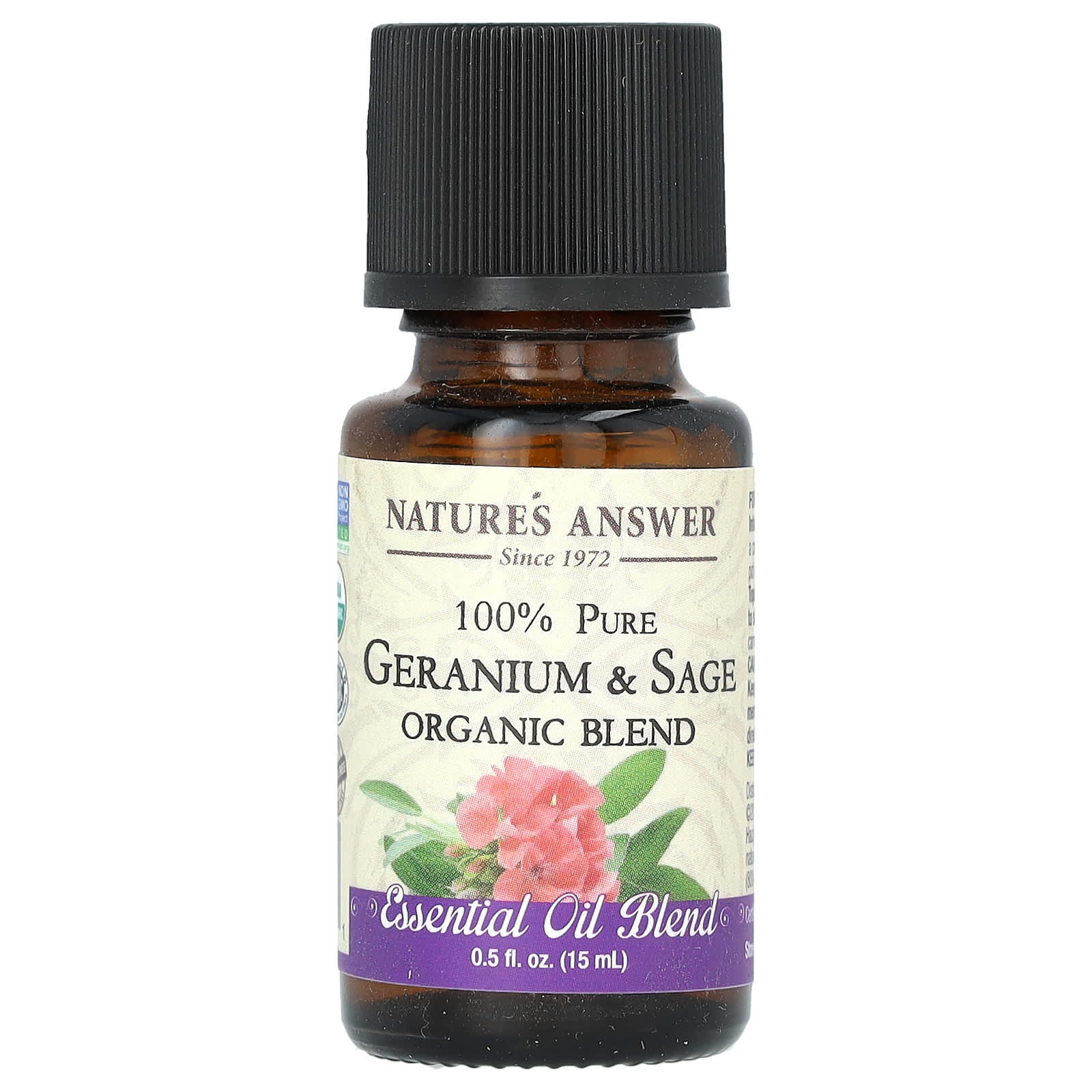 Nature's Answer, 100% Pure Organic Essential Oil Blend, Geranium & Sage, 0.5 fl oz (15 ml) - B01KO59JU2