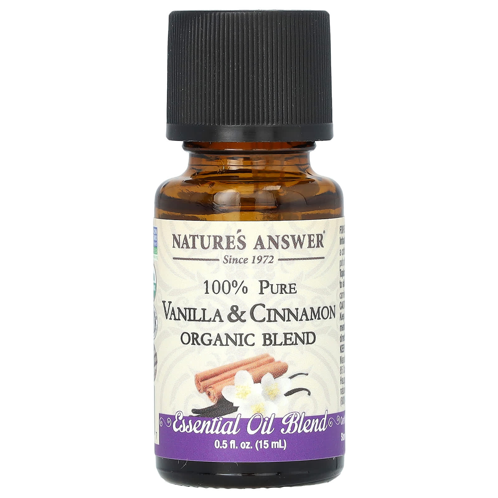Nature's Answer, 100% Pure Organic Essential Oil Blend, Vanilla & Cinnamon, 0.5 fl oz (15 ml) - B01KO59UT2