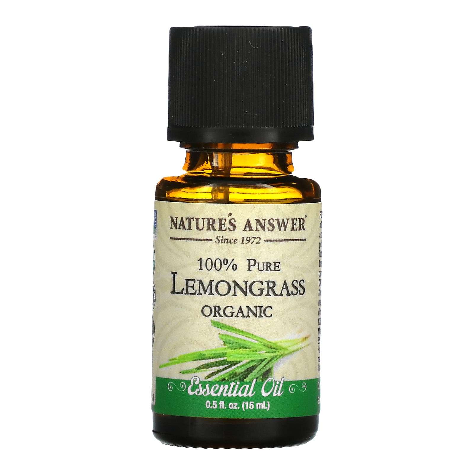 Nature's Answer, 100% Pure Organic Essential Oil, Lemongrass, 0.5 fl oz (15 ml) - B00TB73CM6