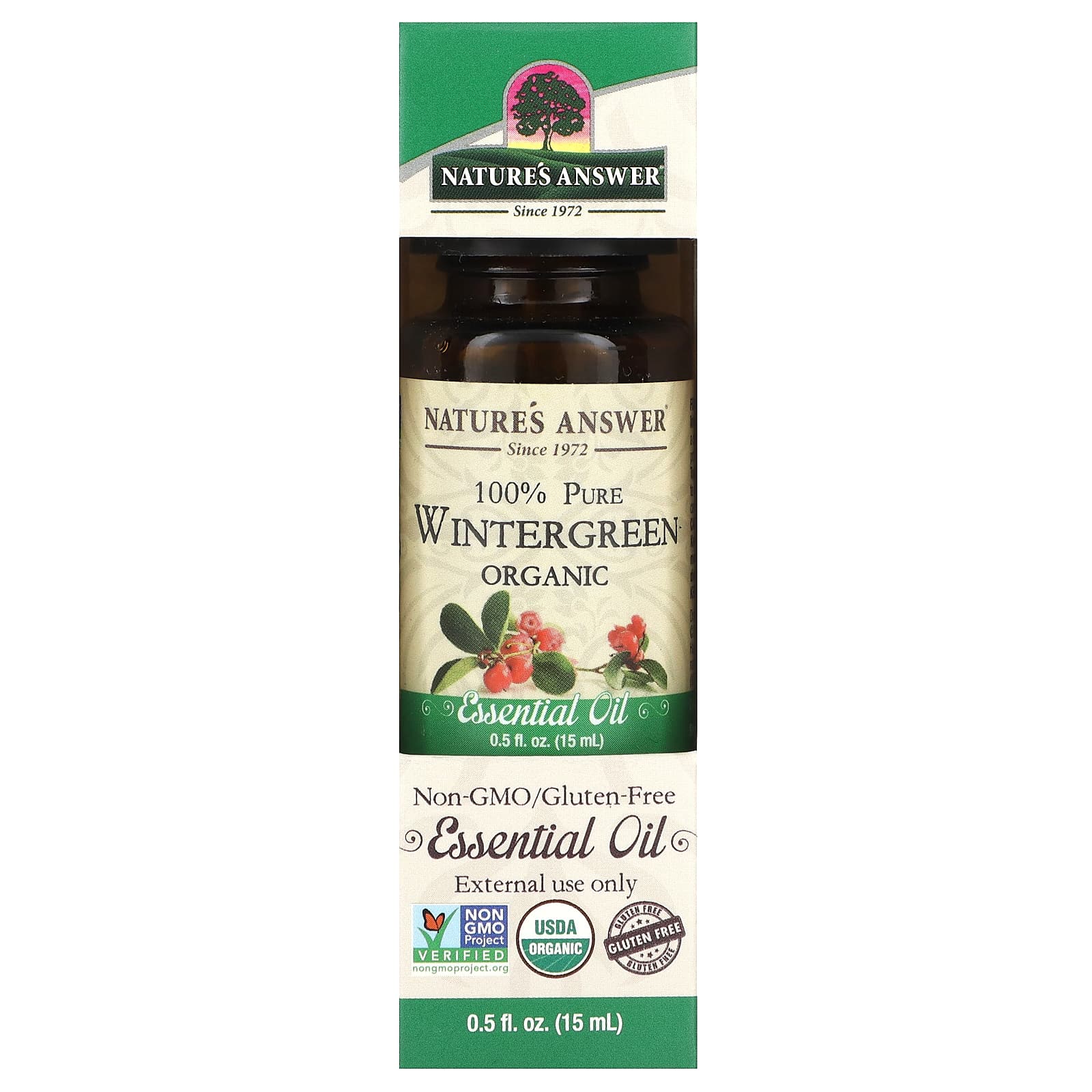 Nature's Answer, 100% Pure Organic Essential Oil, Wintergreen, 0.5 fl oz (15 ml) - B01KO59JBQ