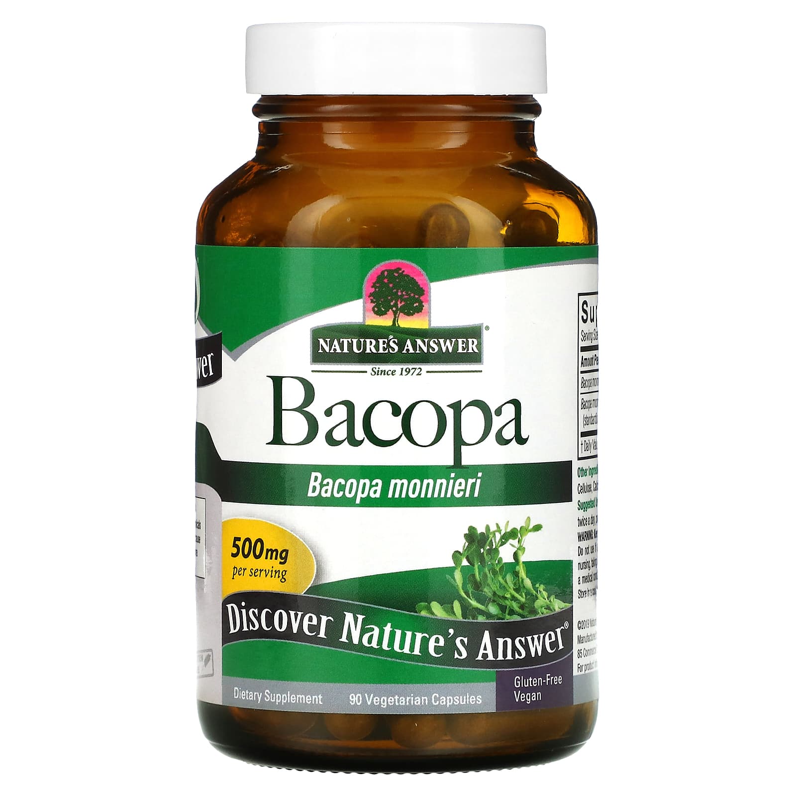 Nature's Answer, Bacopa, 500 mg, 90 Vegetarian Capsules - B008M6SZ9M