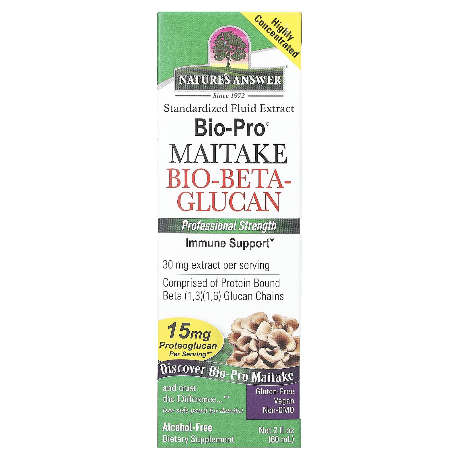 Nature's Answer, Bio-Pro Maitake Bio-Beta-Glucan, Alcohol-Free, 30 mg, 2 fl oz (60 ml)