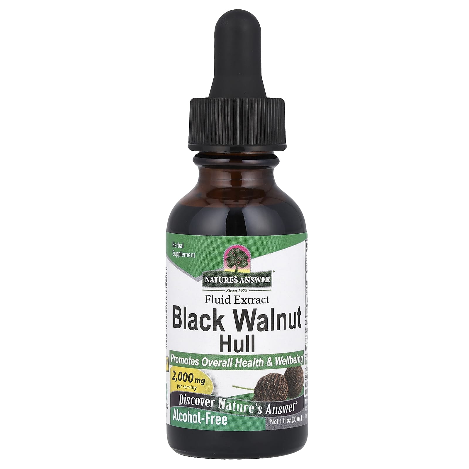 Nature's Answer, Black Walnut Hull, Fluid Extract, Alcohol-Free, 2,000 mg, 1 fl oz (30 mL) - B0014APD3E