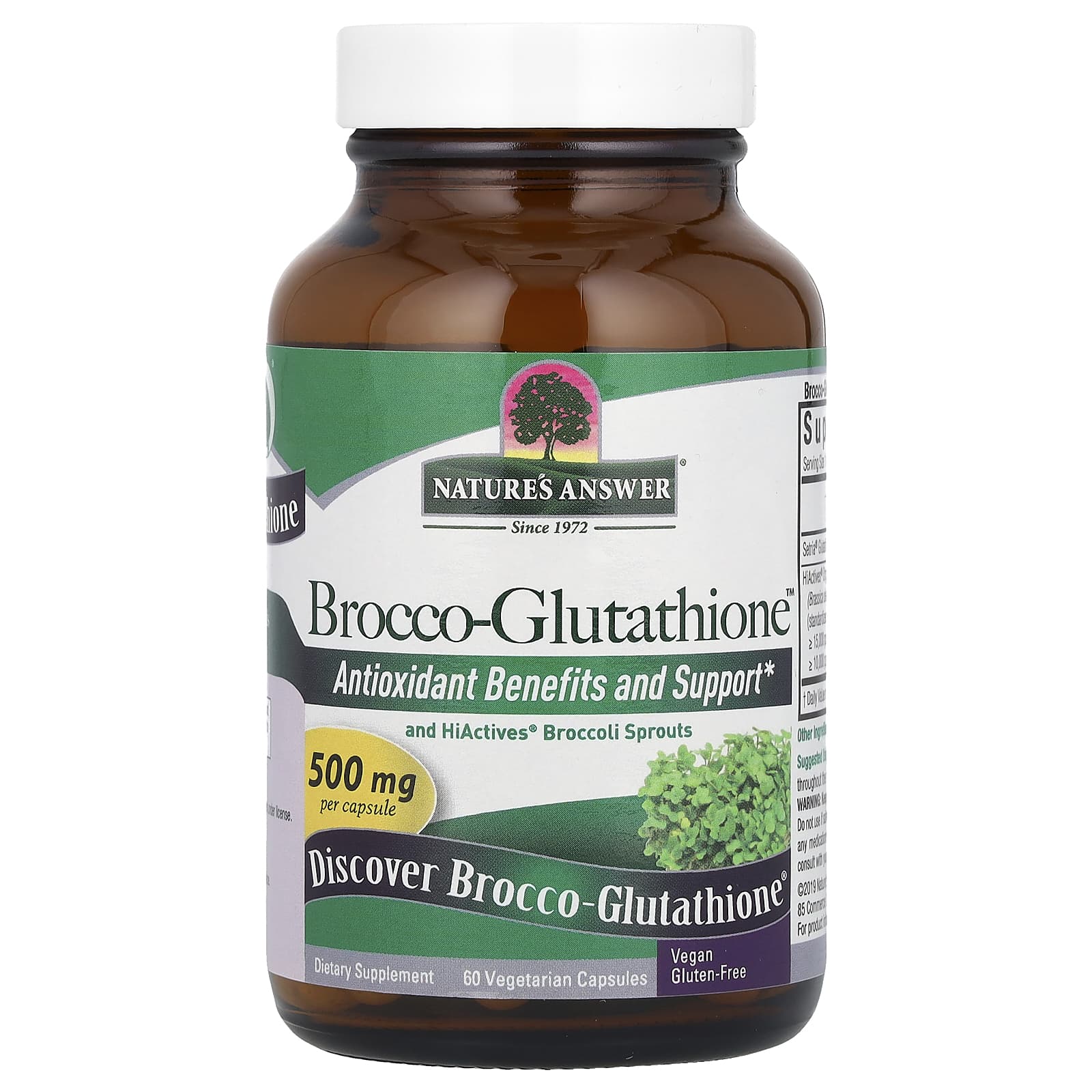 Nature's Answer, Brocco-Glutathione, 500 mg, 60 Vegetarian Capsules - B00R1V6UNW