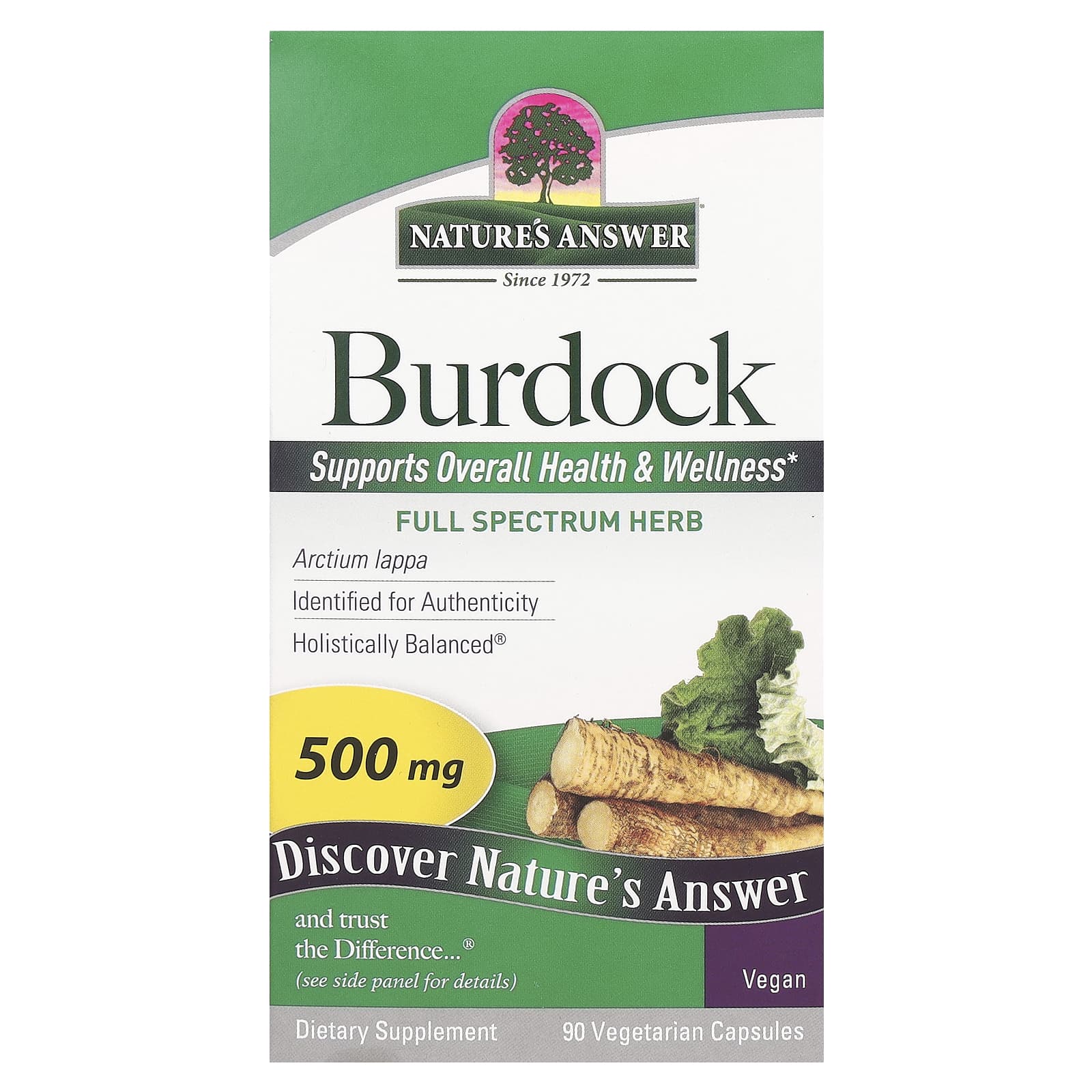Nature's Answer, Burdock, 500 mg, 90 Vegetarian Capsules - B0001TRZ94