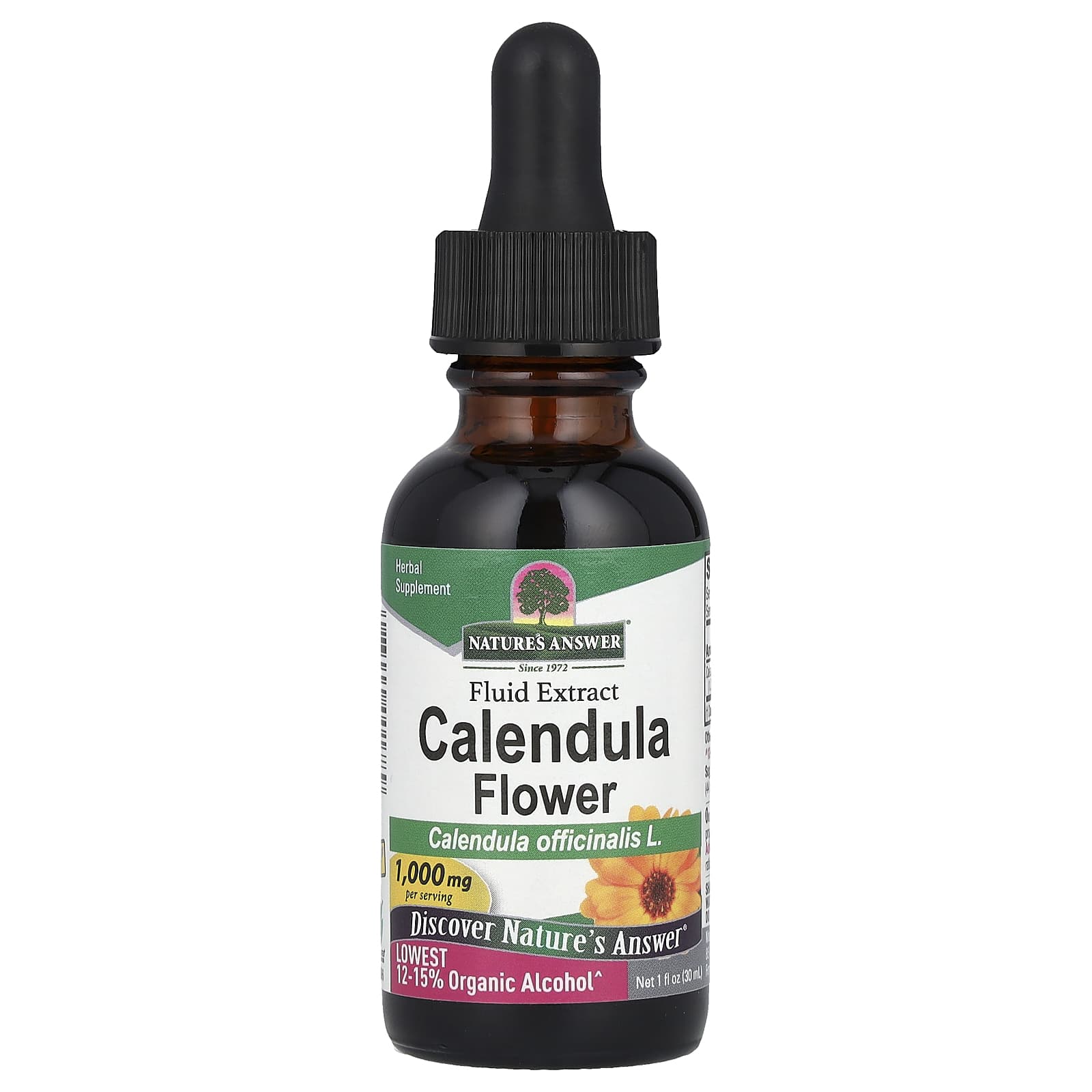 Nature's Answer, Calendula Flower, Fluid Extract, Lowest Alcohol, 1,000 mg, 1 fl oz (30 ml) - B001E8IT8M