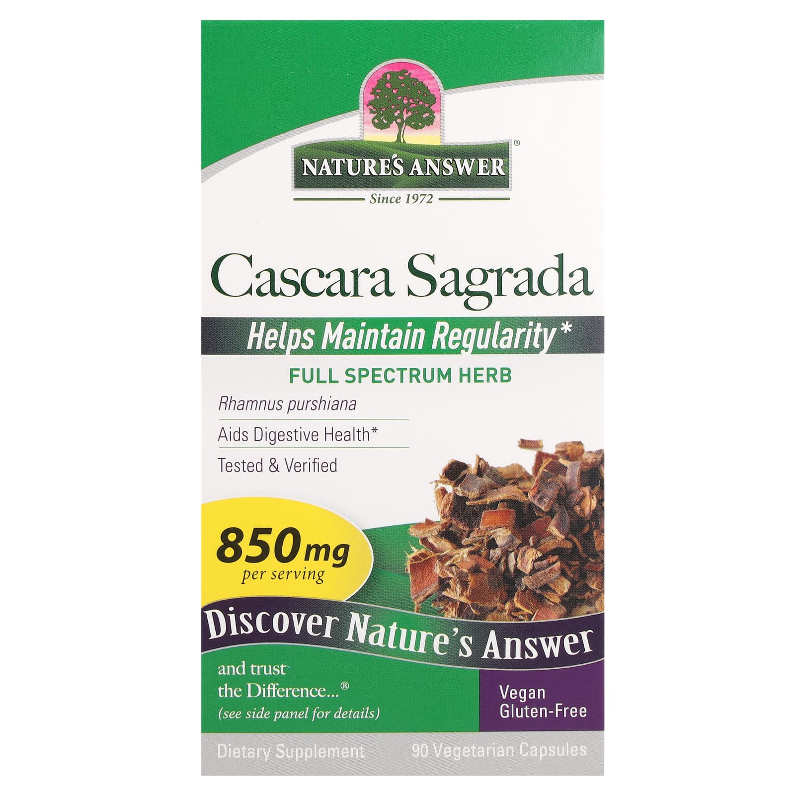 Nature's Answer, Cascara Sagrada, 850 mg, 90 Vegetarian Capsules (425 mg per Capsule) - B000M48Y3Y
