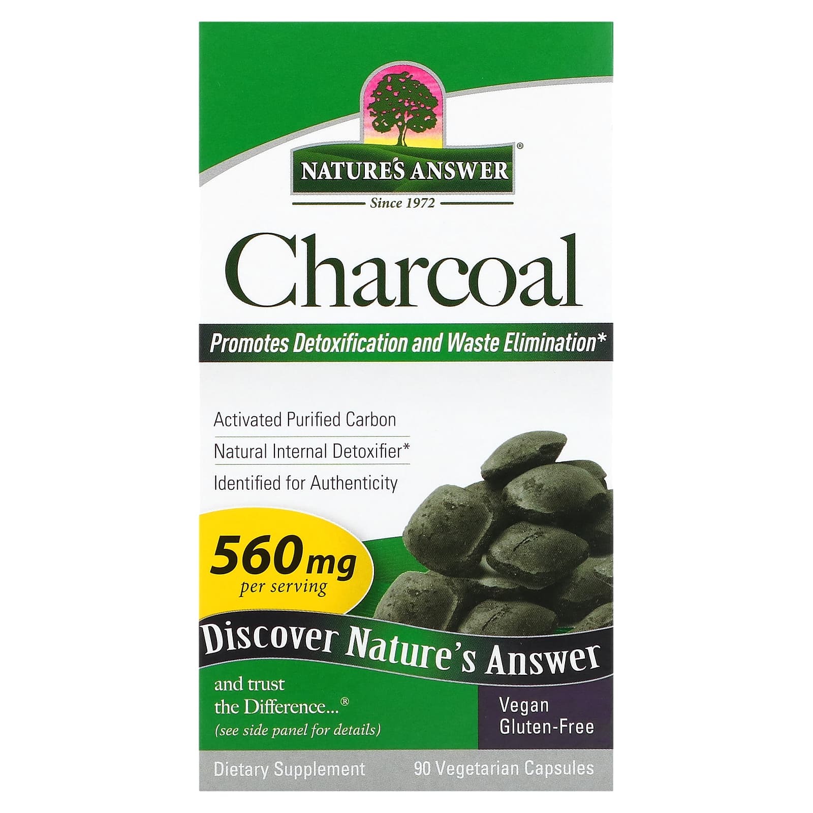 Nature's Answer, Charcoal, 560 mg, 90 Vegetarian Capsules (280 mg per Capsule) - B000PCRTCU