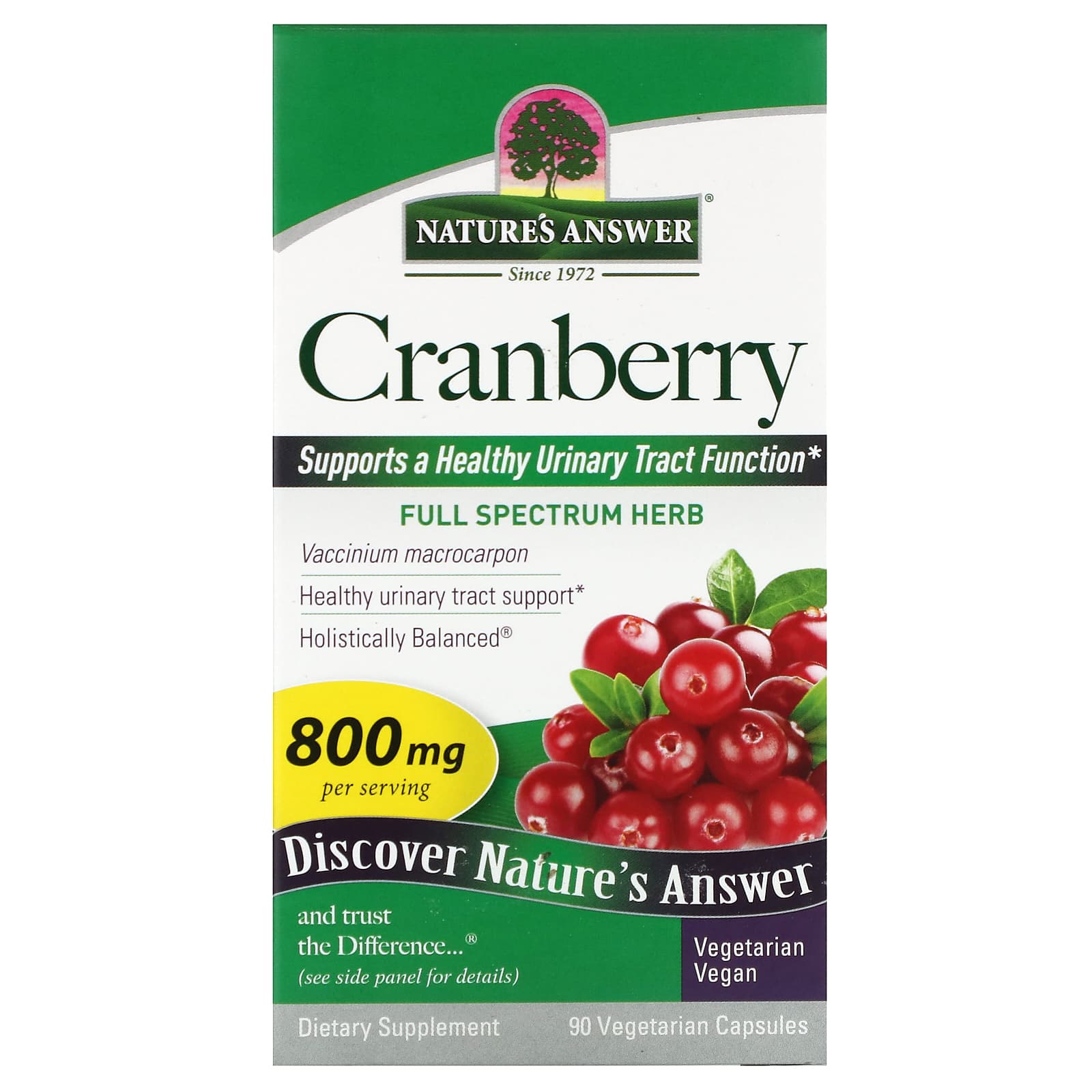 Nature's Answer, Cranberry, 800 mg, 90 Vegetarian Capsules (400 mg per Capsule) - B001E0Y6HS