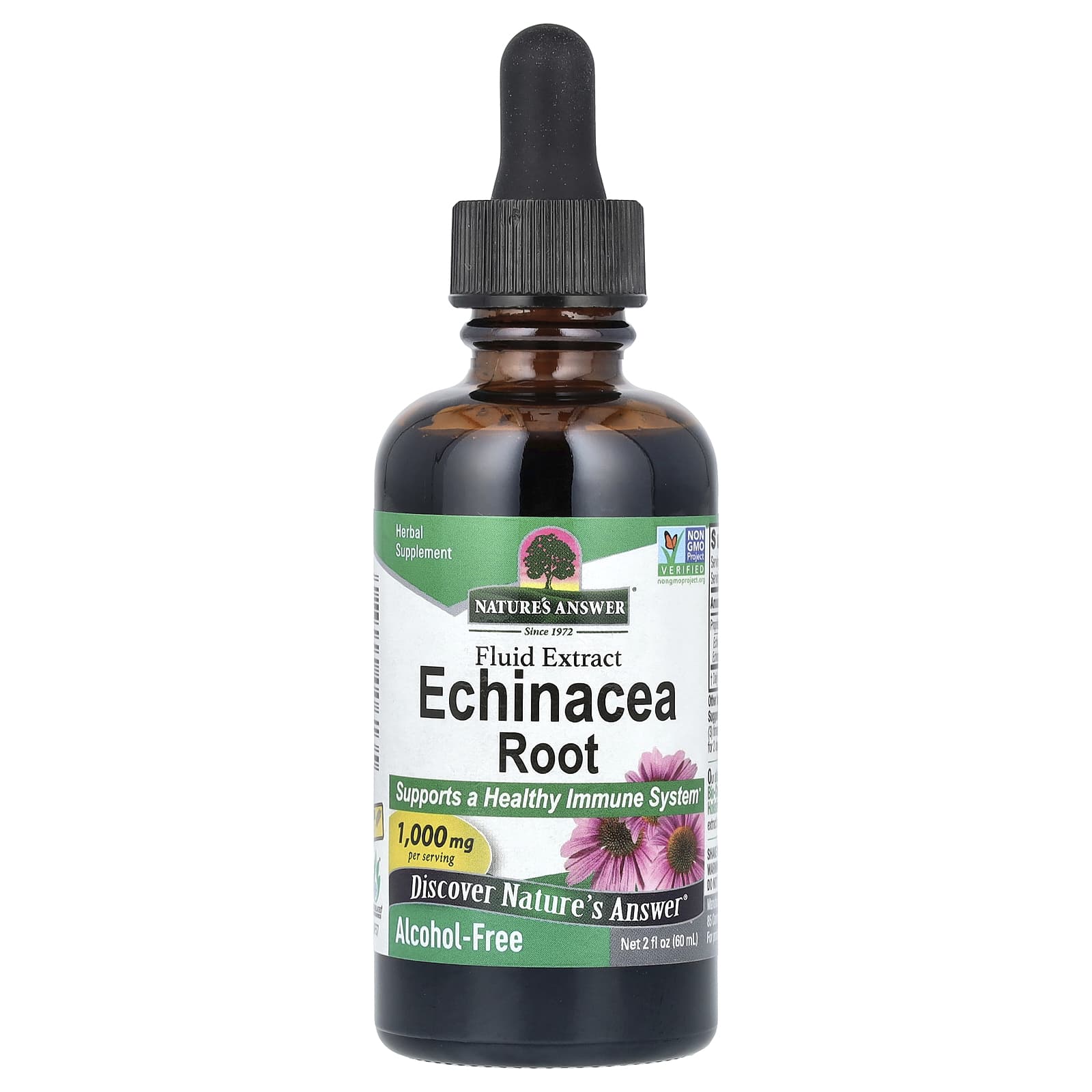 Nature's Answer, Echinacea Root, Fluid Extract, Alcohol-Free, 1,000 mg, 2 fl oz (60 ml) - B0016B66PU