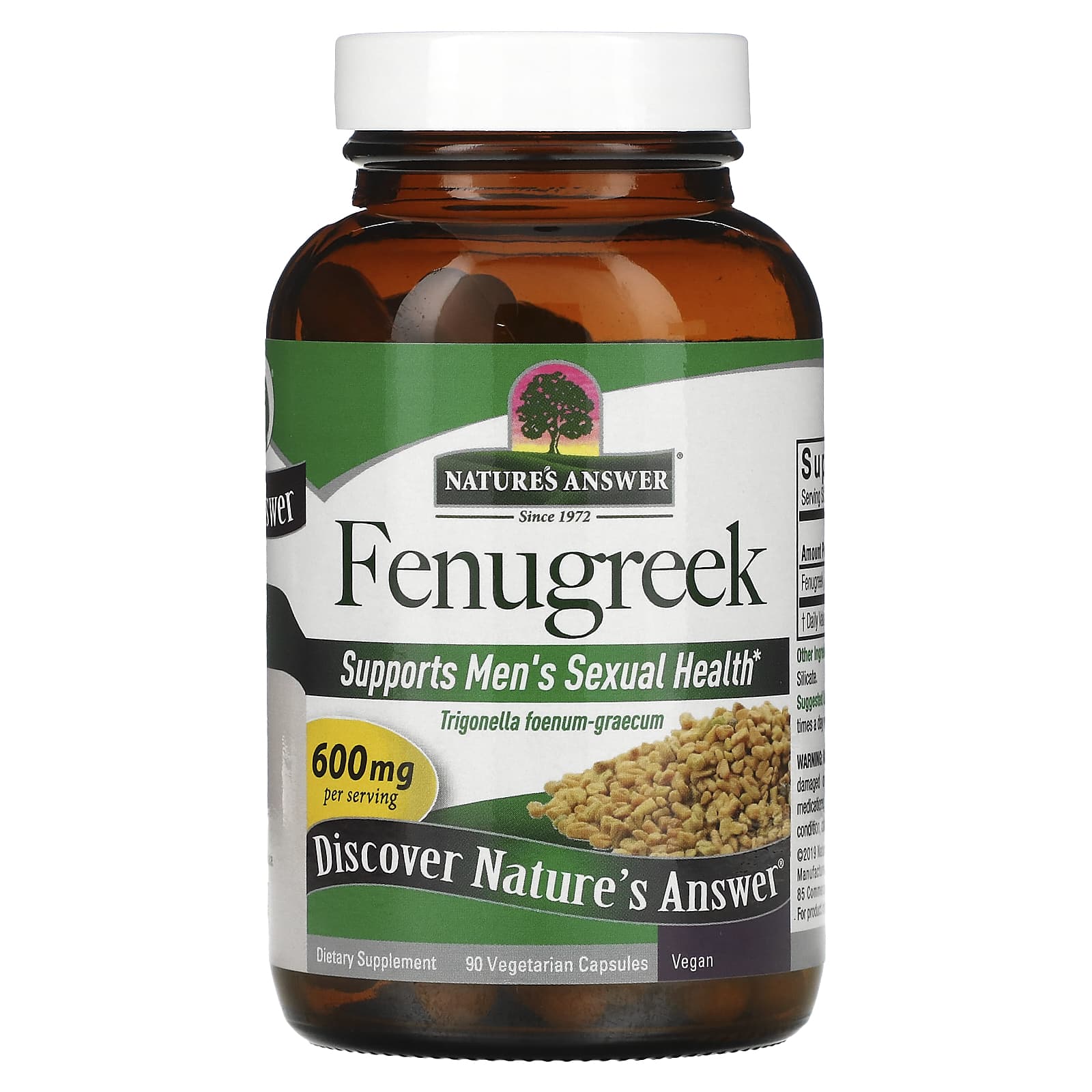 Nature's Answer, Fenugreek, 600 mg, 90 Vegetarian Capsules - B009W3ZVXC