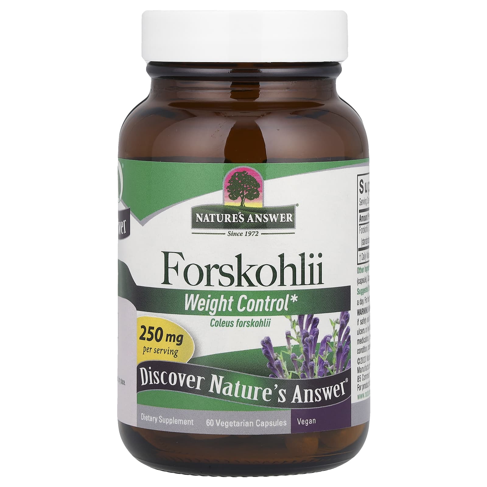 Nature's Answer, Forskohlii, 250 mg, 60 Vegetarian Capsules - 