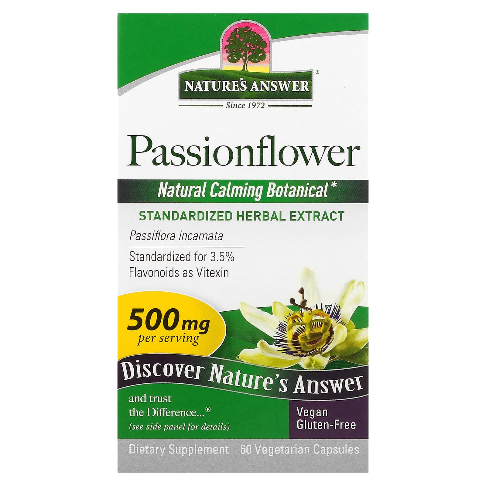 Nature's Answer, Passionflower, 500 mg, 60 Vegetarian Capsule (250 mg per Capsule)