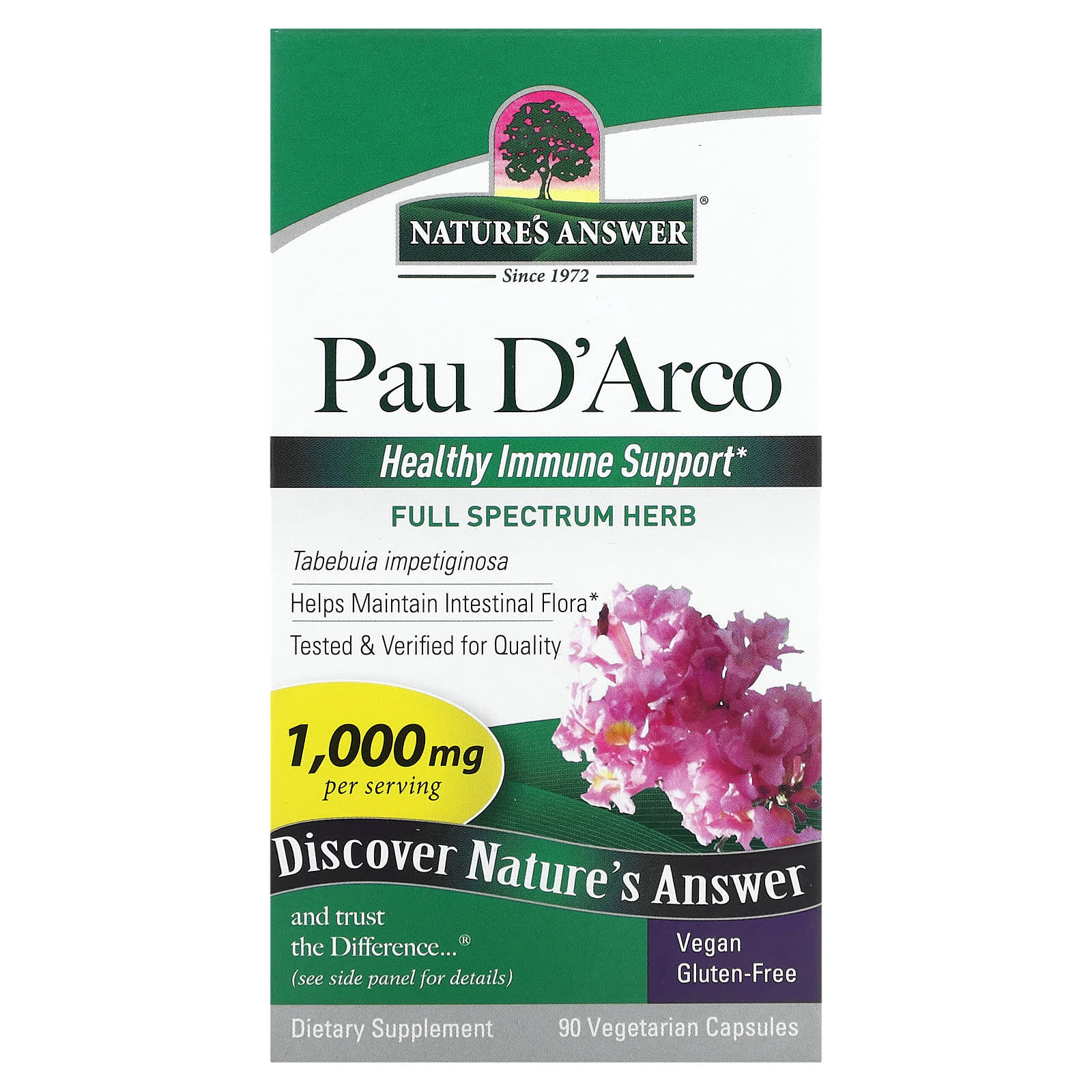 Nature's Answer, Pau D'Arco, 1,000 mg, 90 Vegetarian Capsules (500 mg per Capsule) - B00185TDW2
