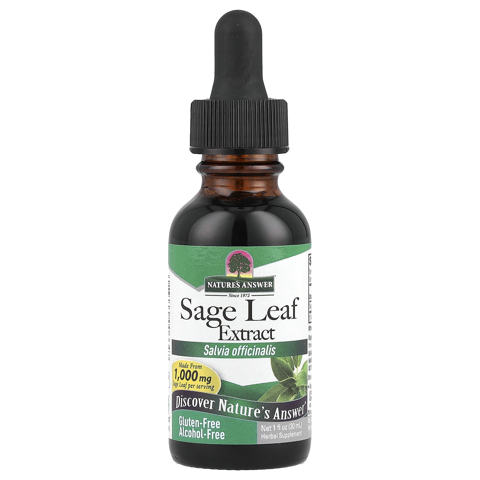 Nature's Answer, Sage Leaf Extract, Alcohol-Free, 1,000 mg, 1 fl oz (30 ml) - B0001VUXSC