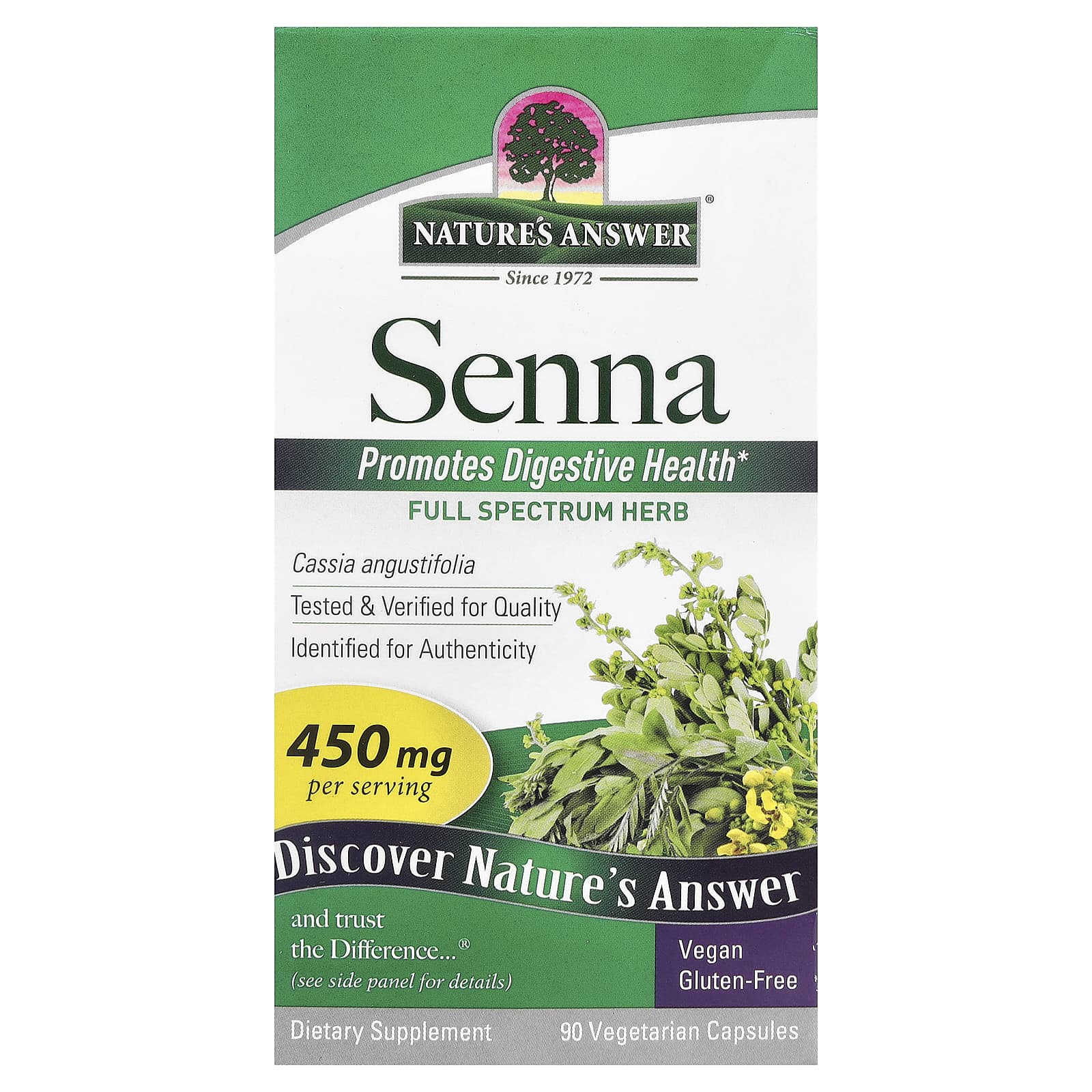 Nature's Answer, Senna, 450 mg, 90 Vegetarian Capsules - B000Q4406A