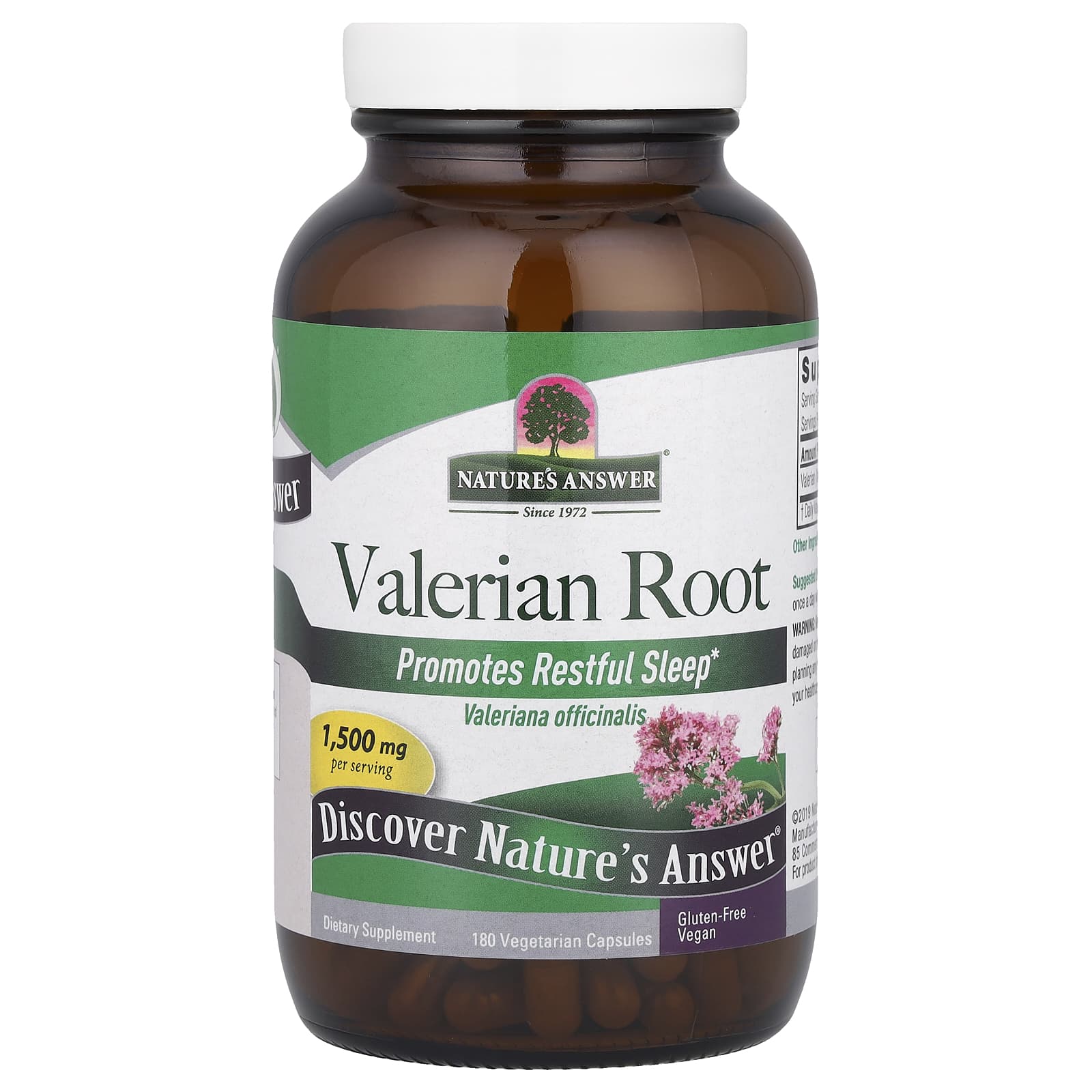 Nature's Answer, Valerian Root, 1,500 mg, 180 Vegetarian Capsules (500 mg per Capsule)