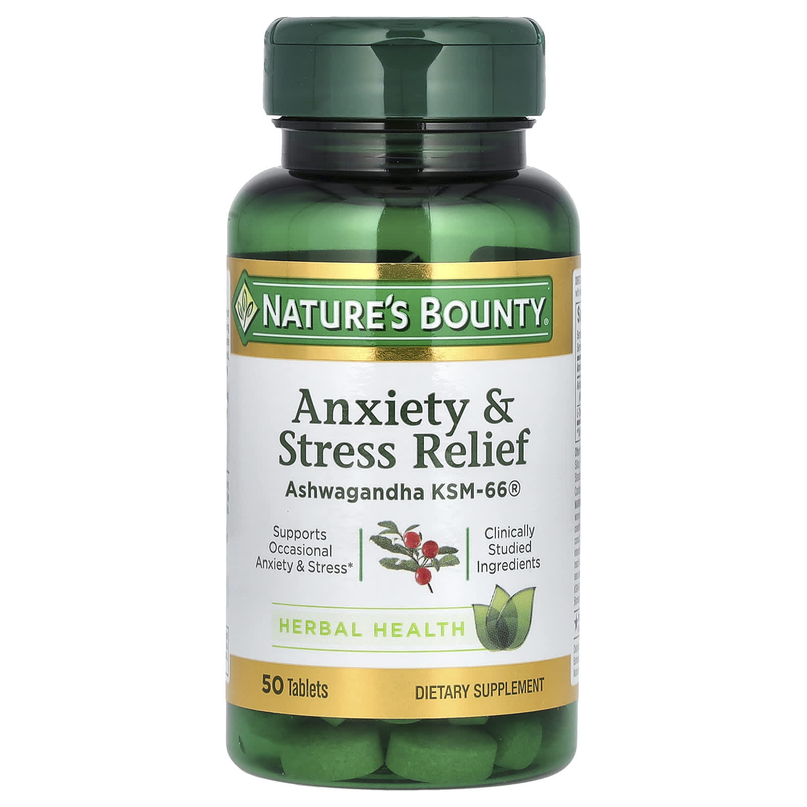 Nature's Bounty, Anxiety & Stress Relief, Ashwagandha KSM-66, 50 Tablets - B07PWMXMZ6