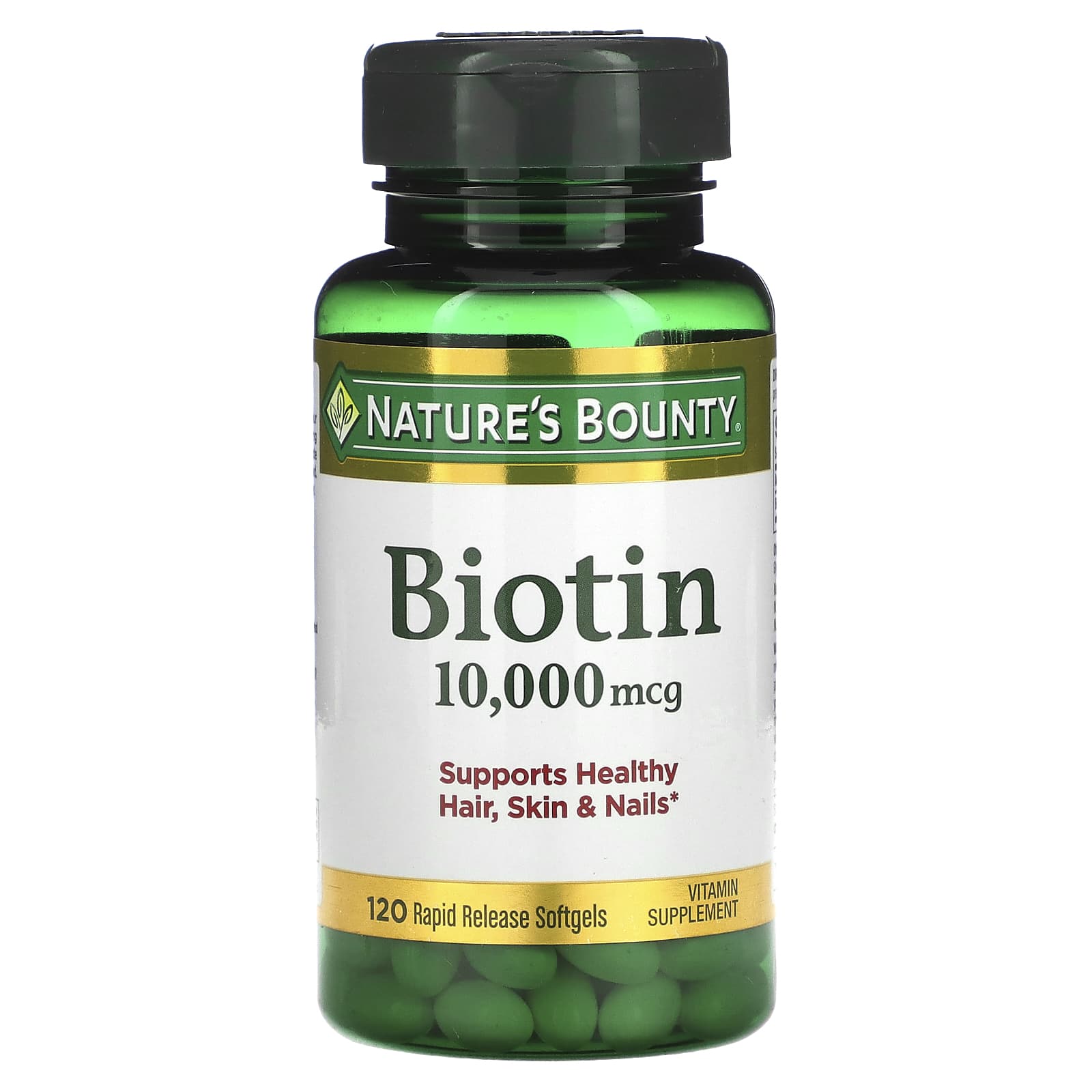 Nature's Bounty, Biotin, 10,000 mcg, 120 Rapid Release Softgels - B009SZXM4E