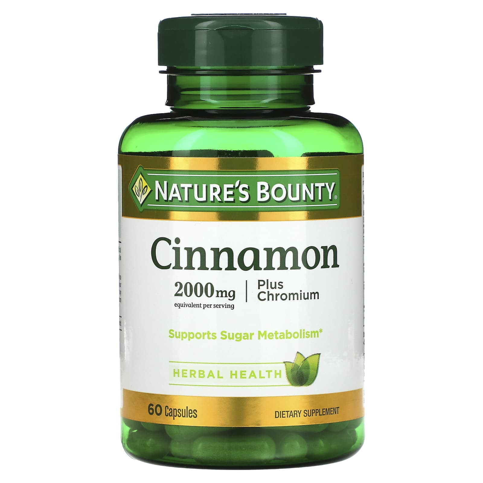 Nature's Bounty, Cinnamon Plus Chromium, 2,000 mg, 60 Capsules (1,000 mg per Capsule) - B01IAIJXOC