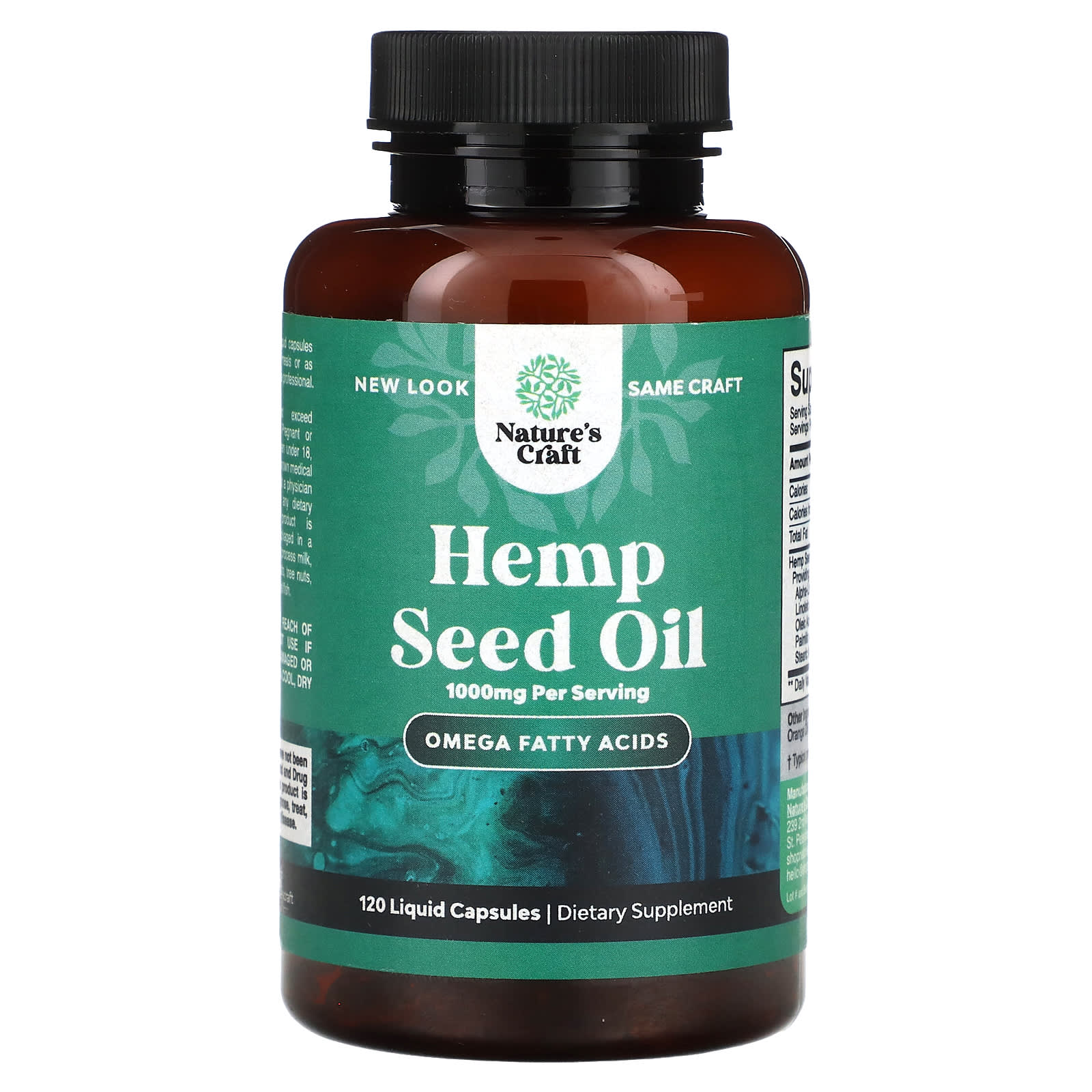 Nature's Craft, Hemp Seed Oil, 500 mg, 120 Liquid Capsules - 