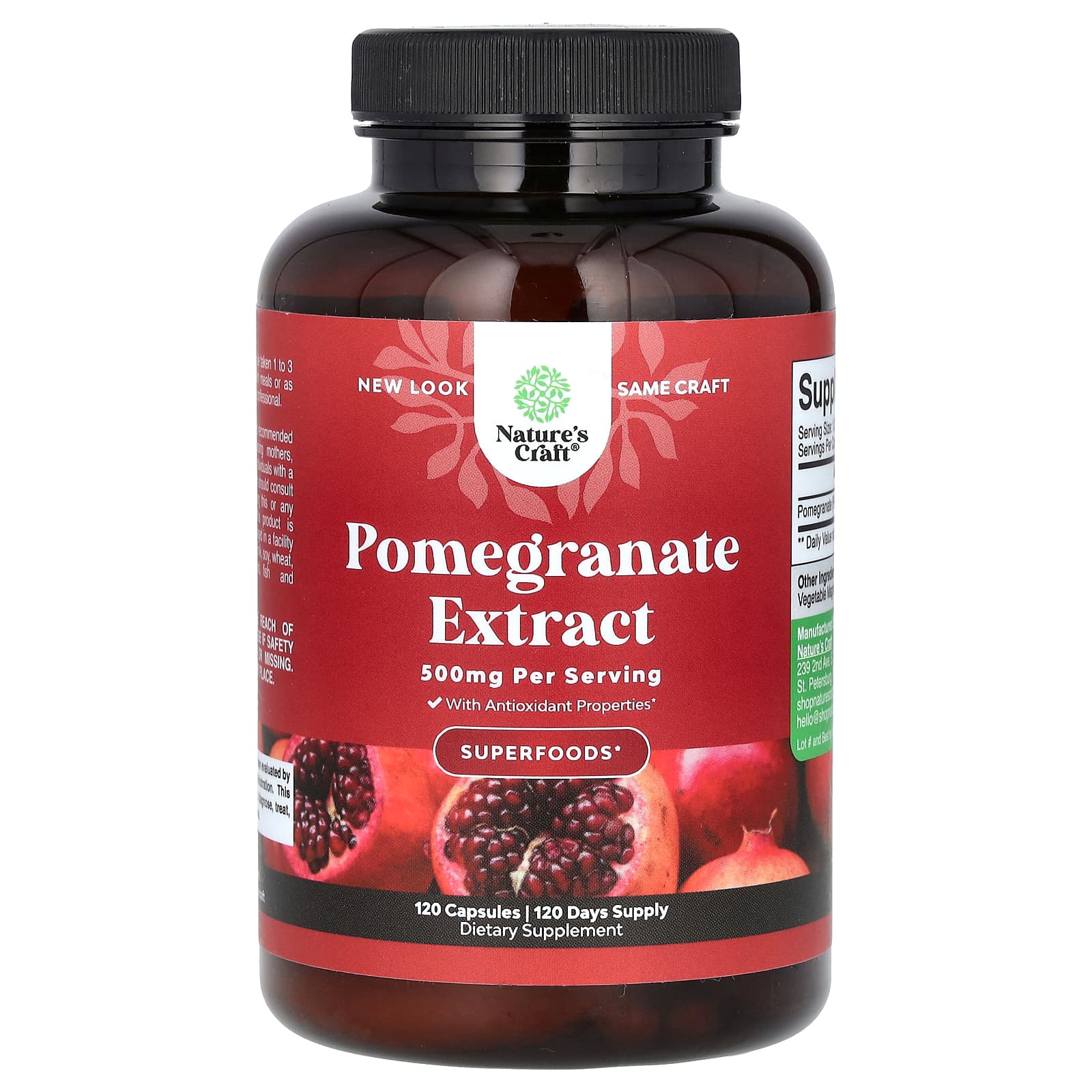 Nature's Craft, Pomegranate Extract , 500 mg , 120 Capsules - 