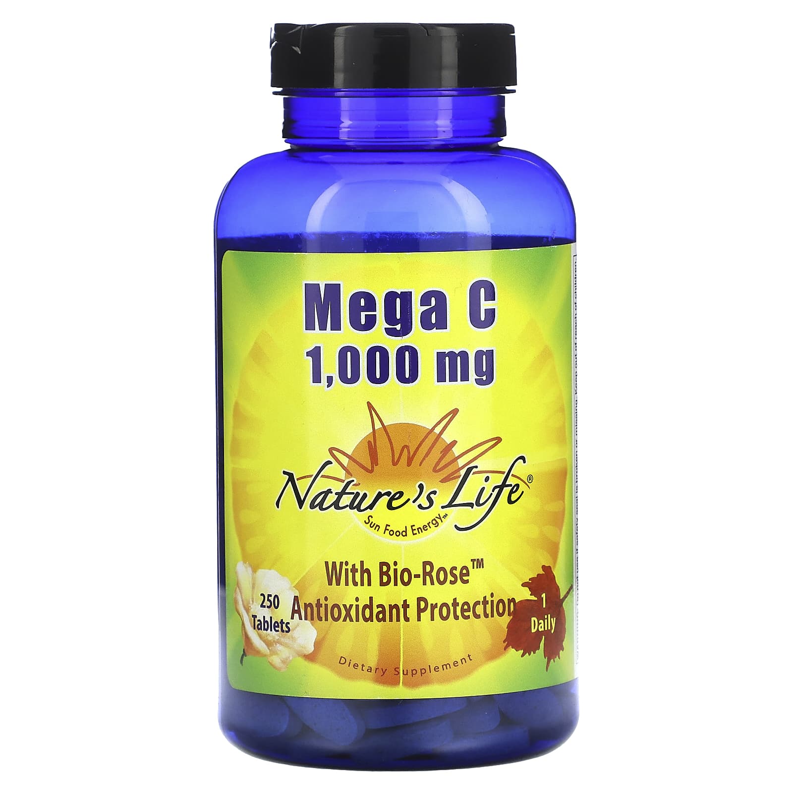 Nature's Life, Mega C With Bio-Rose, 1,000 mg, 250 Tablets - B0001VVMFA