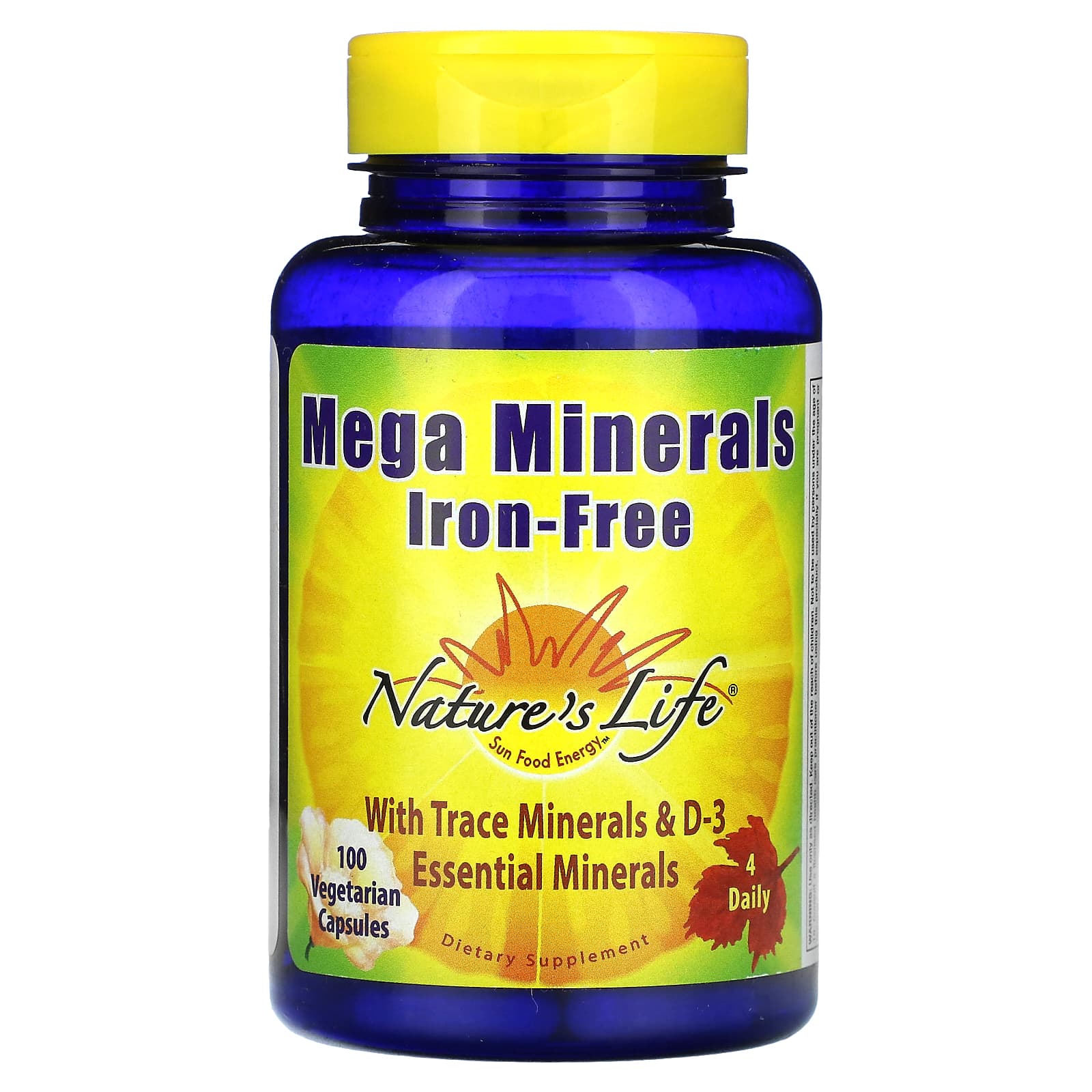 Nature's Life, Mega Minerals, Iron Free, 100 Vegetarian Capsules - B00028PQ6I