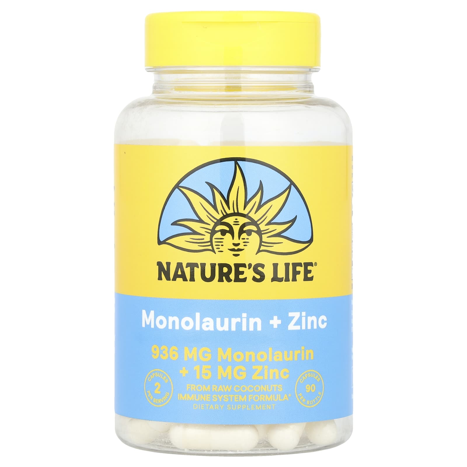 Nature's Life, Monolaurin + Zinc, 90 Capsules - B00NI08ZFQ