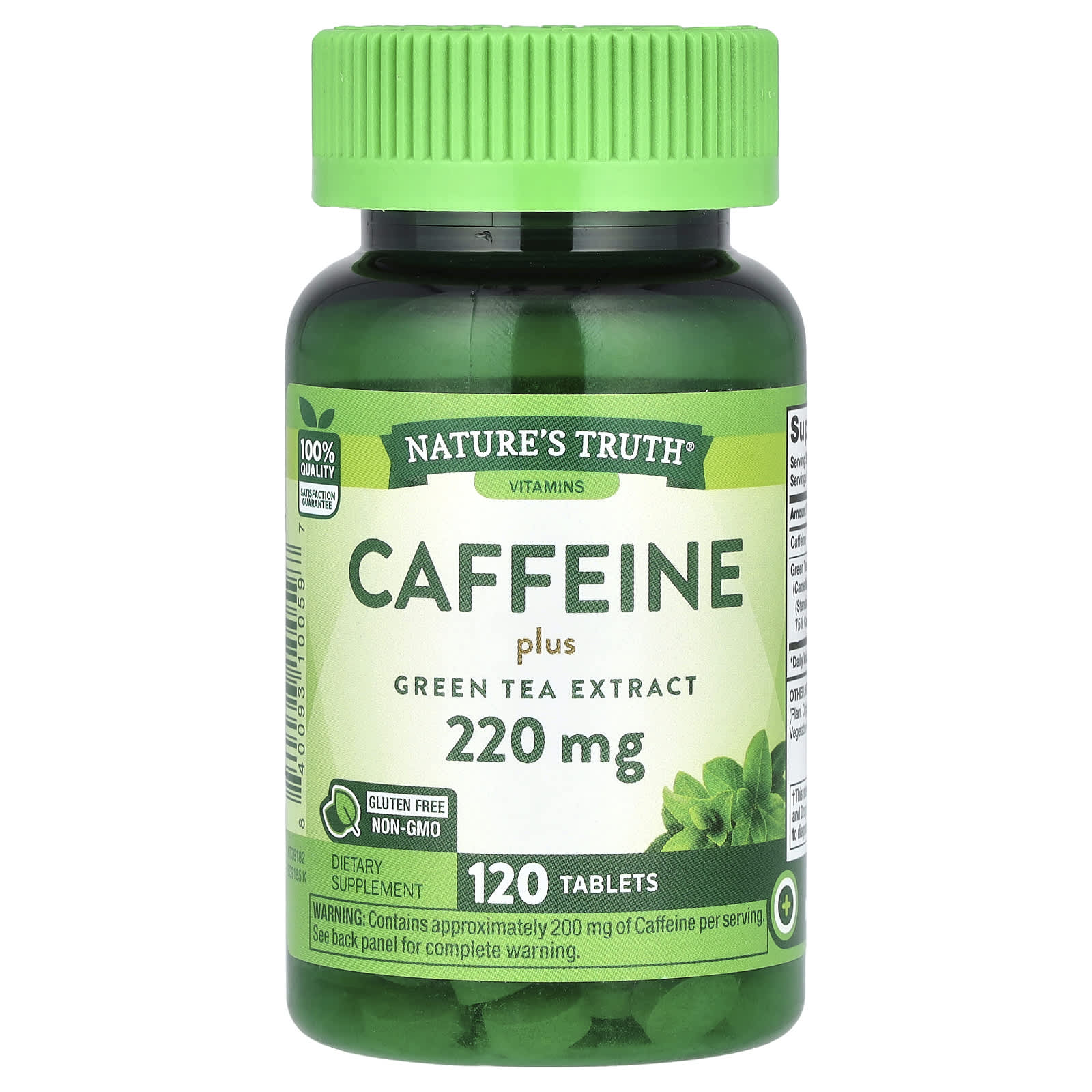 Nature's Truth, Caffeine Plus Green Tea Extract, 220 mg, 120 Tablets - B00XHKC2GK
