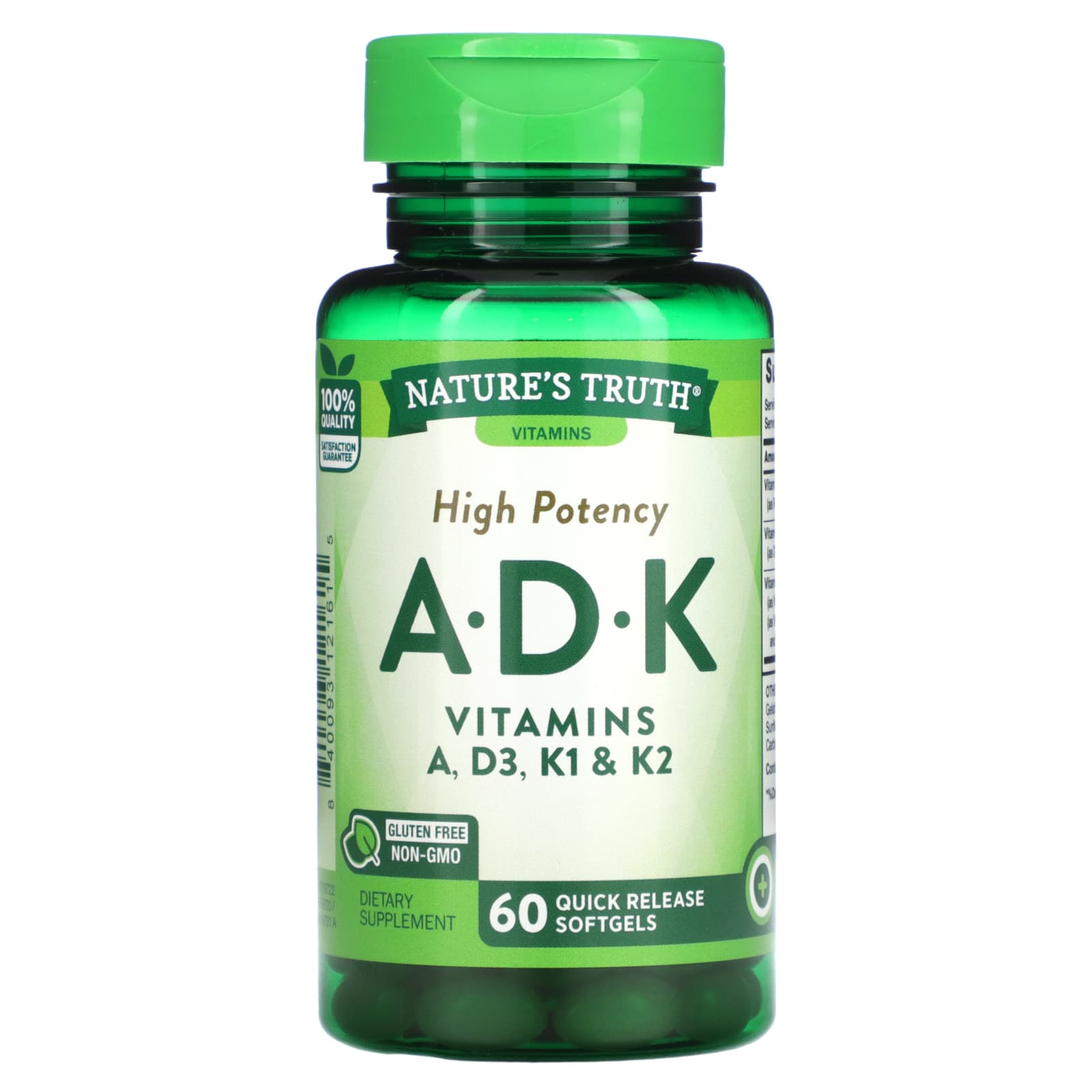 Nature's Truth, High Potency A, D, K, 60 Quick Release Softgels - B0BXFTT9JS