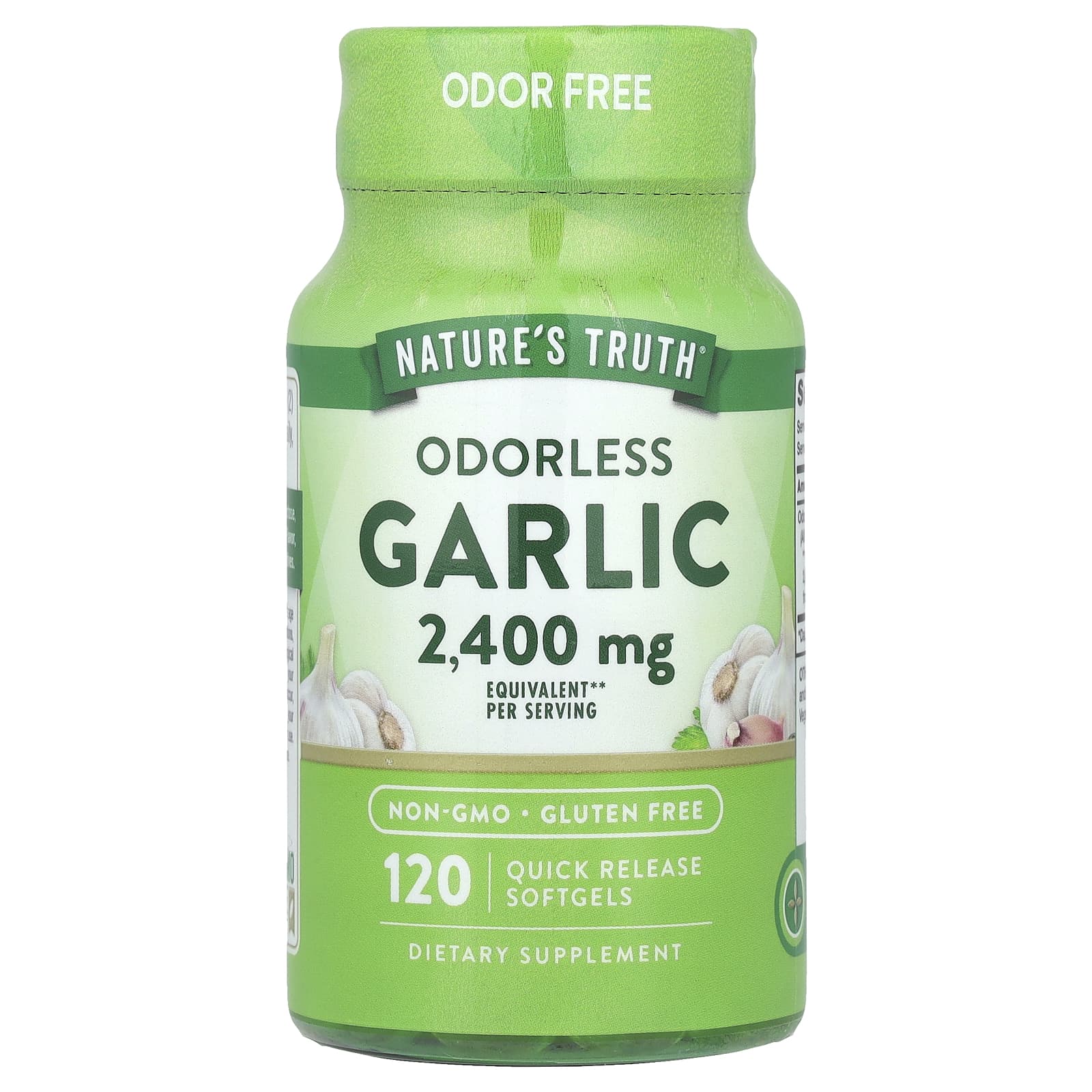 Nature's Truth, Odorless Garlic, 2,400 mg, 120 Quick Release Softgels (1,200 mg per Softgel) - B00XHKA730