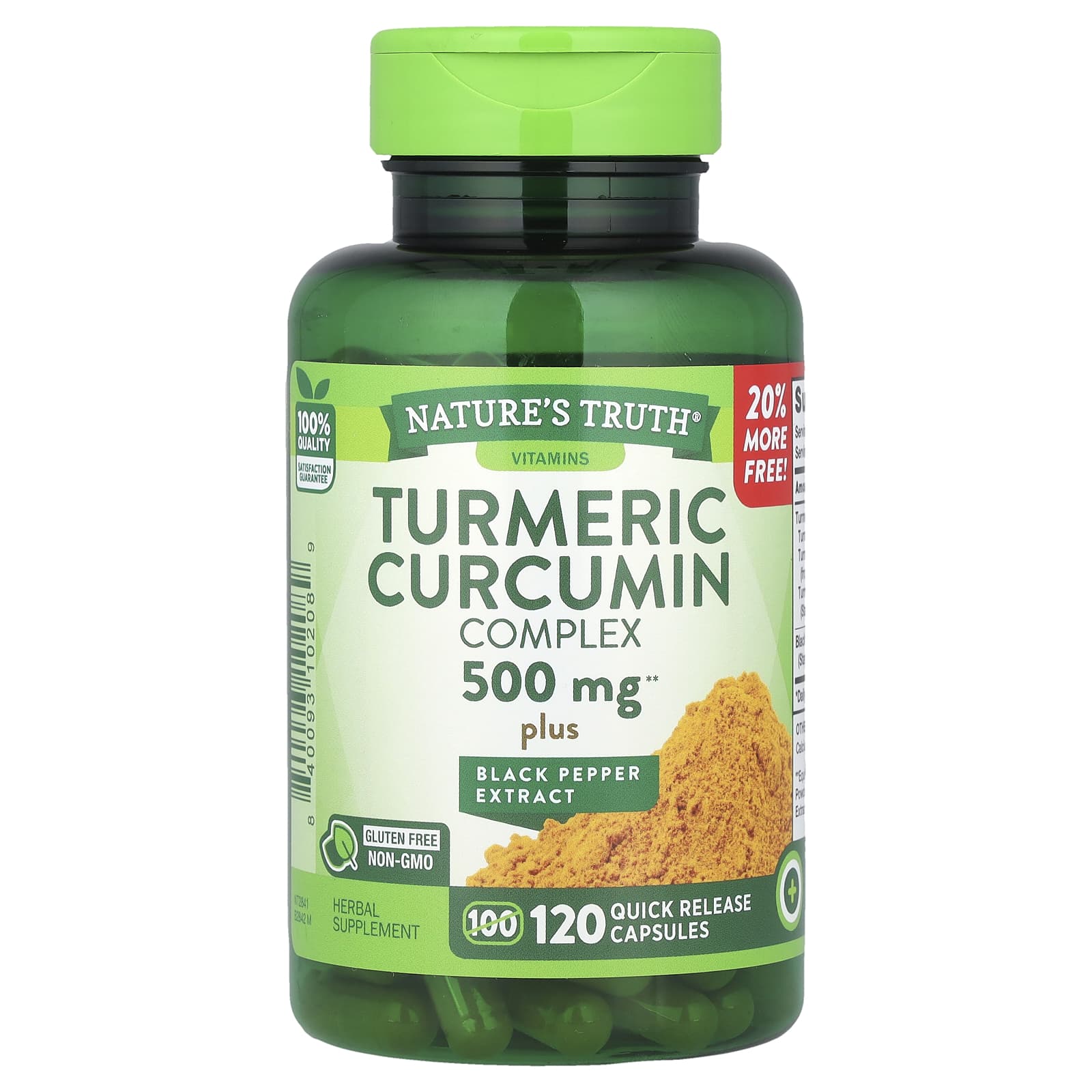 Nature's Truth, Turmeric Curcumin Complex Plus Black Pepper Extract, 500 mg, 120 Quick Release Capsules
