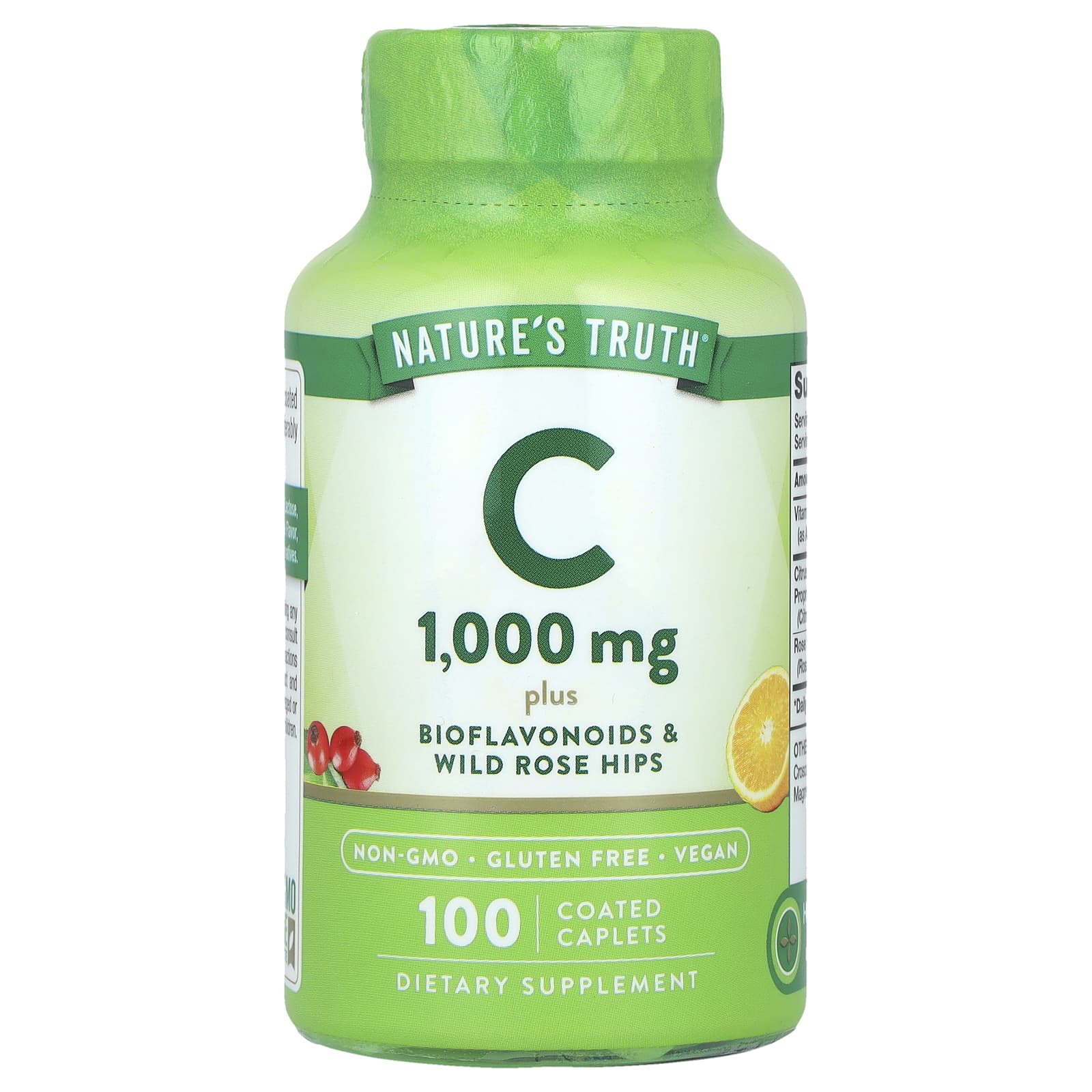 Nature's Truth, Vitamin C Plus Bioflavonoids & Wild Rose Hips, 100 Coated Caplets - B01G499UWO