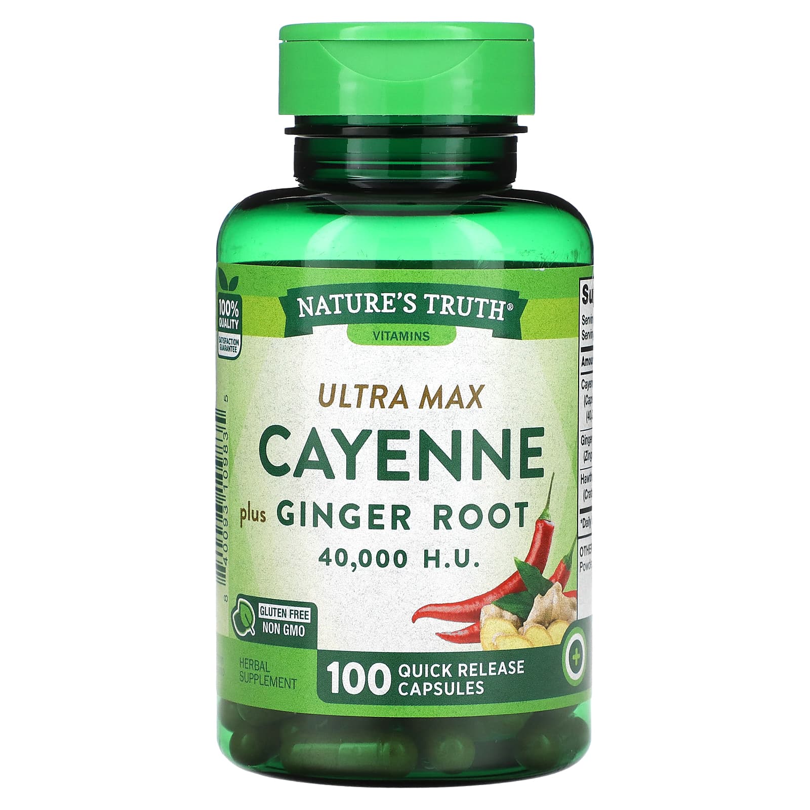 Nature's Truth, Vitamins, Ultra Max Cayenne Plus Ginger Root, 100 Quick Release Capsules - B07X4B7Q59