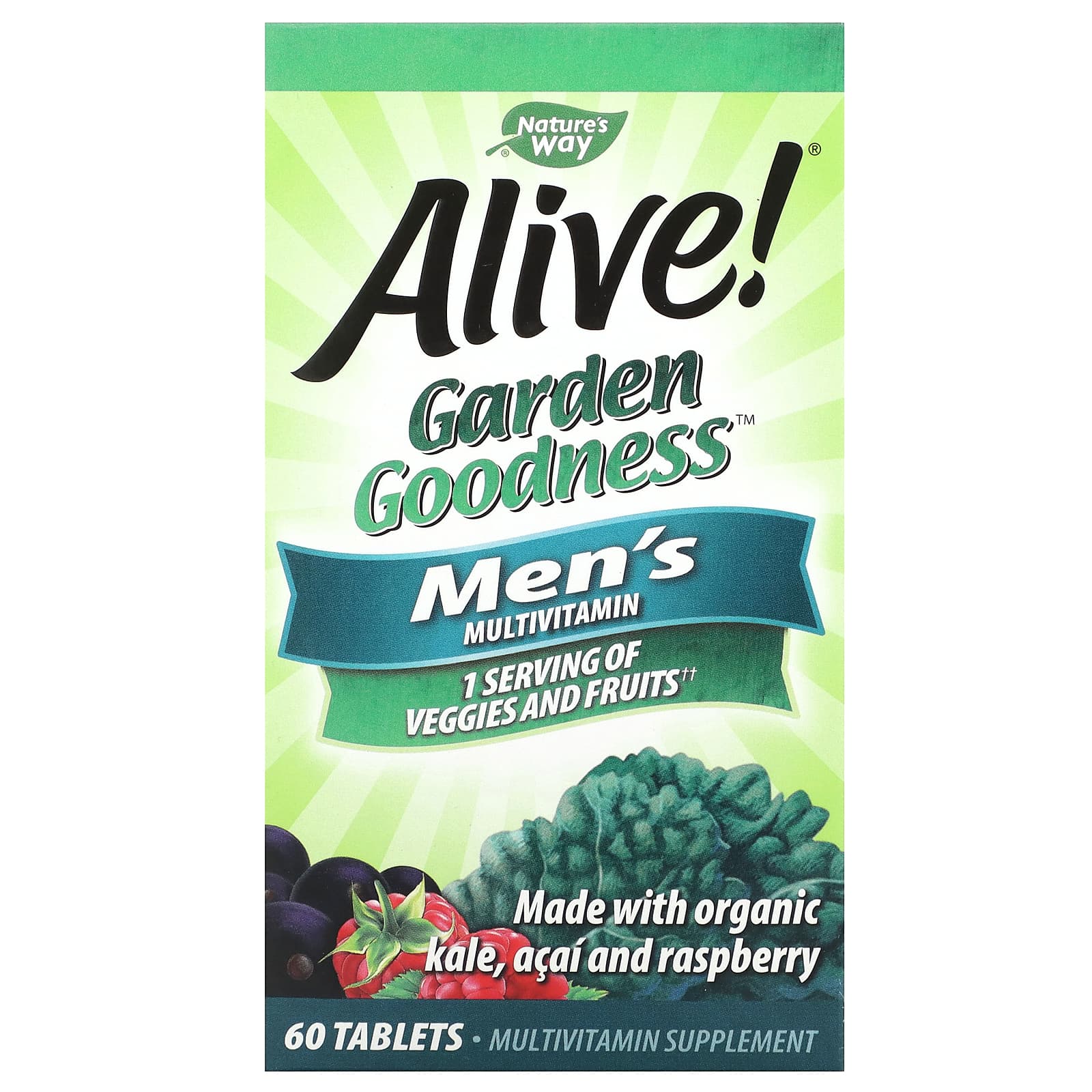 Nature's Way, Alive! Garden Goodness, Men's Multivitamin, 60 Tablets - B079J9PP48