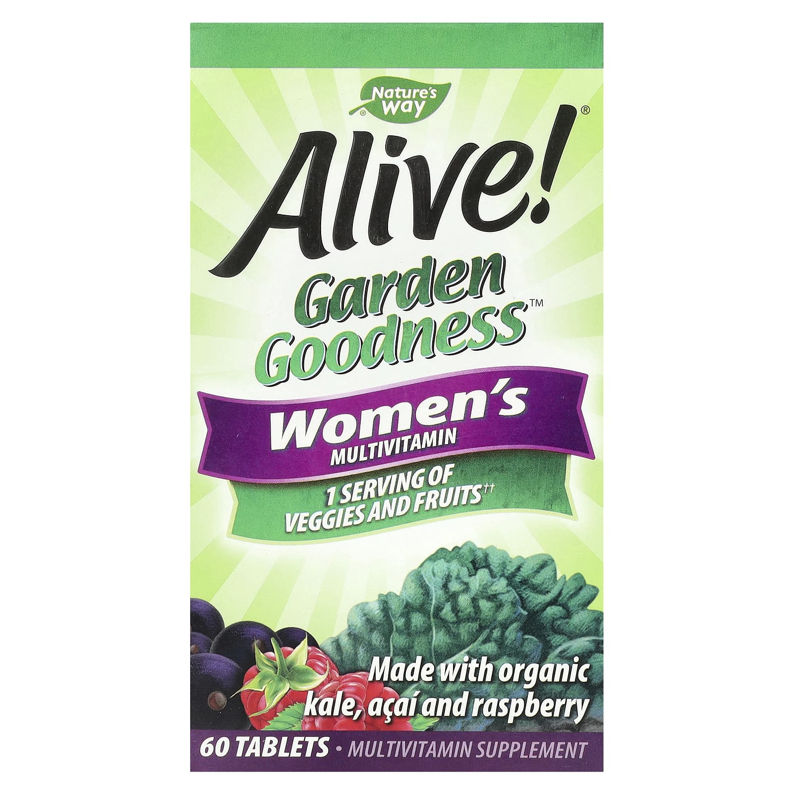 Nature's Way, Alive! Garden Goodness, Women's Multivitamin, 60 Tablets - B079HY15MY