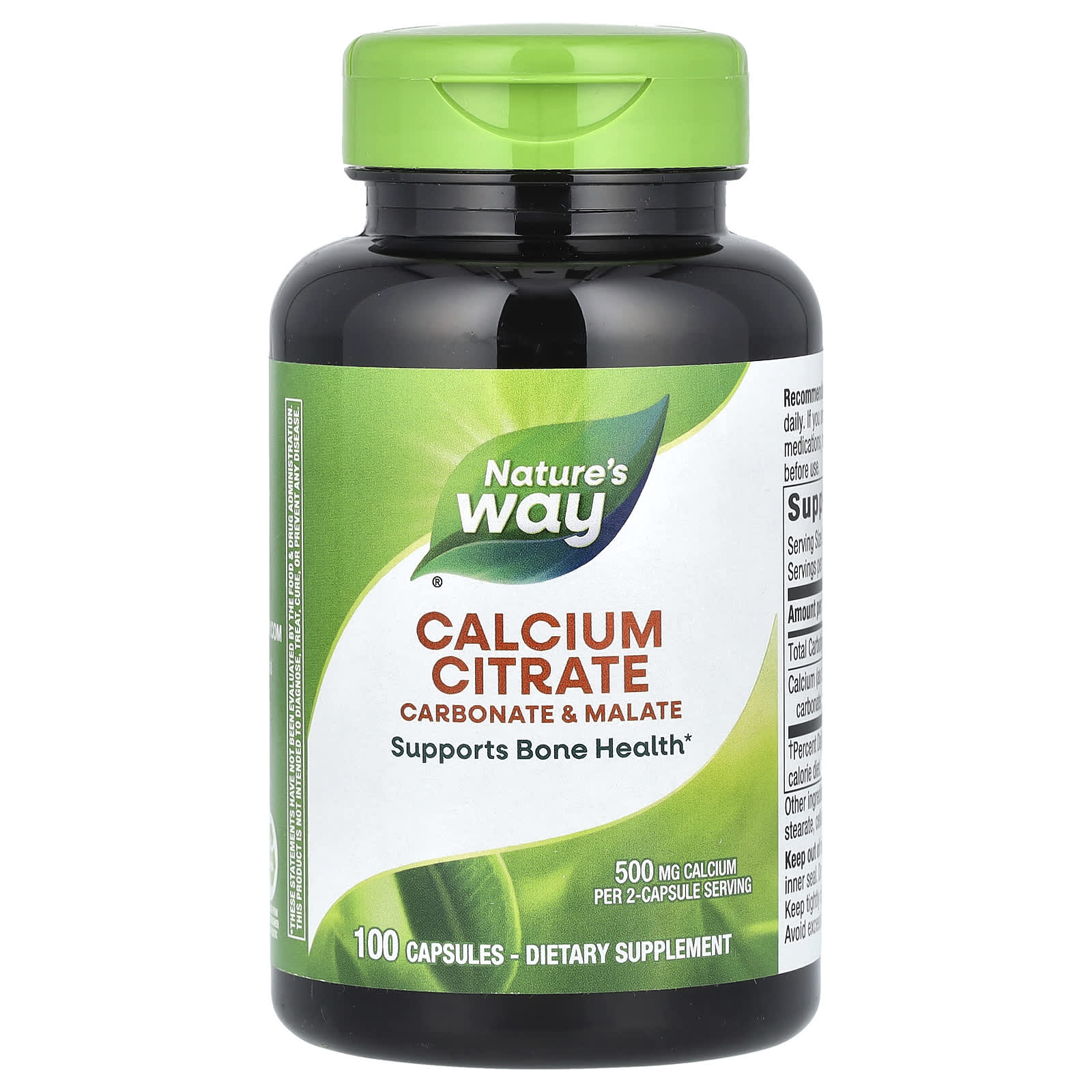 Nature's Way, Calcium Citrate, 500 mg, 100 Capsules (250 mg per Capsule) - B00015849S