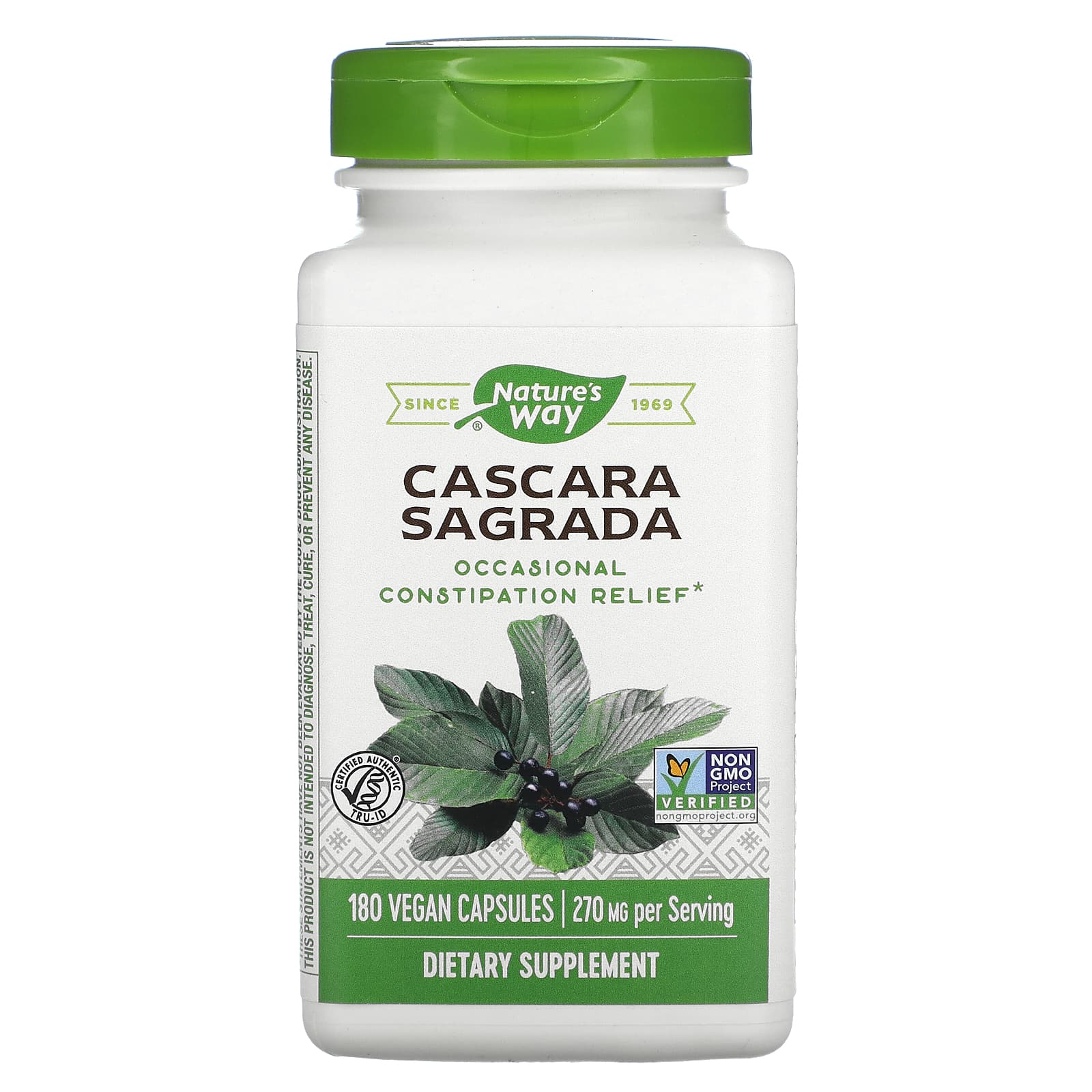 Nature's Way, Cascara Sagrada, 270 mg, 180 Vegan Capsules - B0002JH00M