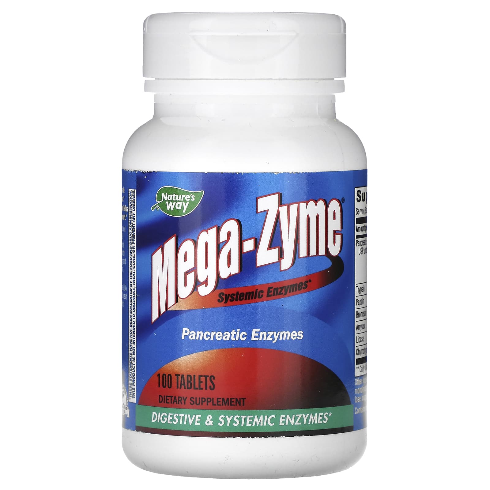 Nature's Way, Mega-Zyme, Systemic Enzymes, 100 Tablets - B00014D8PE