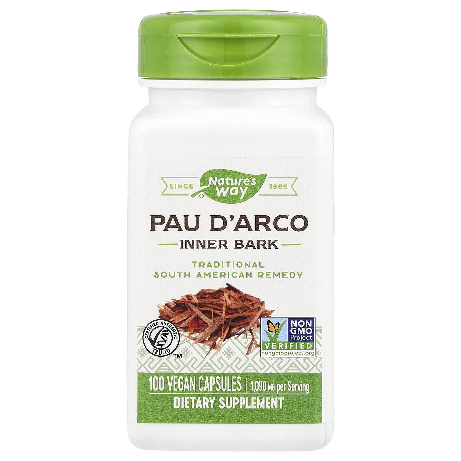 Nature's Way, Pau D'Arco Inner Bark, 1,090 mg, 100 Vegan Capsules (545 mg Per Capsule) - B00024D268