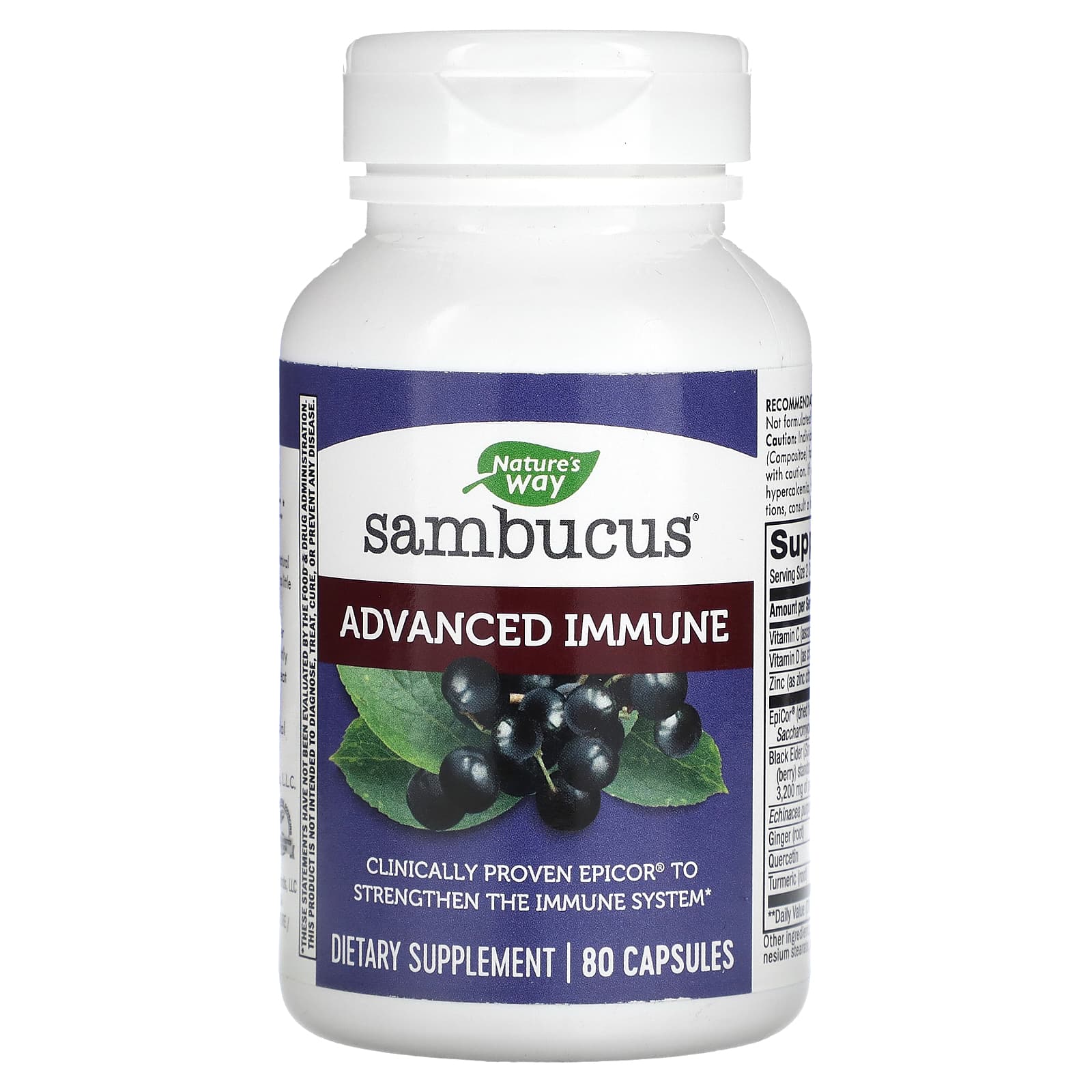 Nature's Way, Sambucus Advanced Immune, 80 Capsules - B09NS789X7