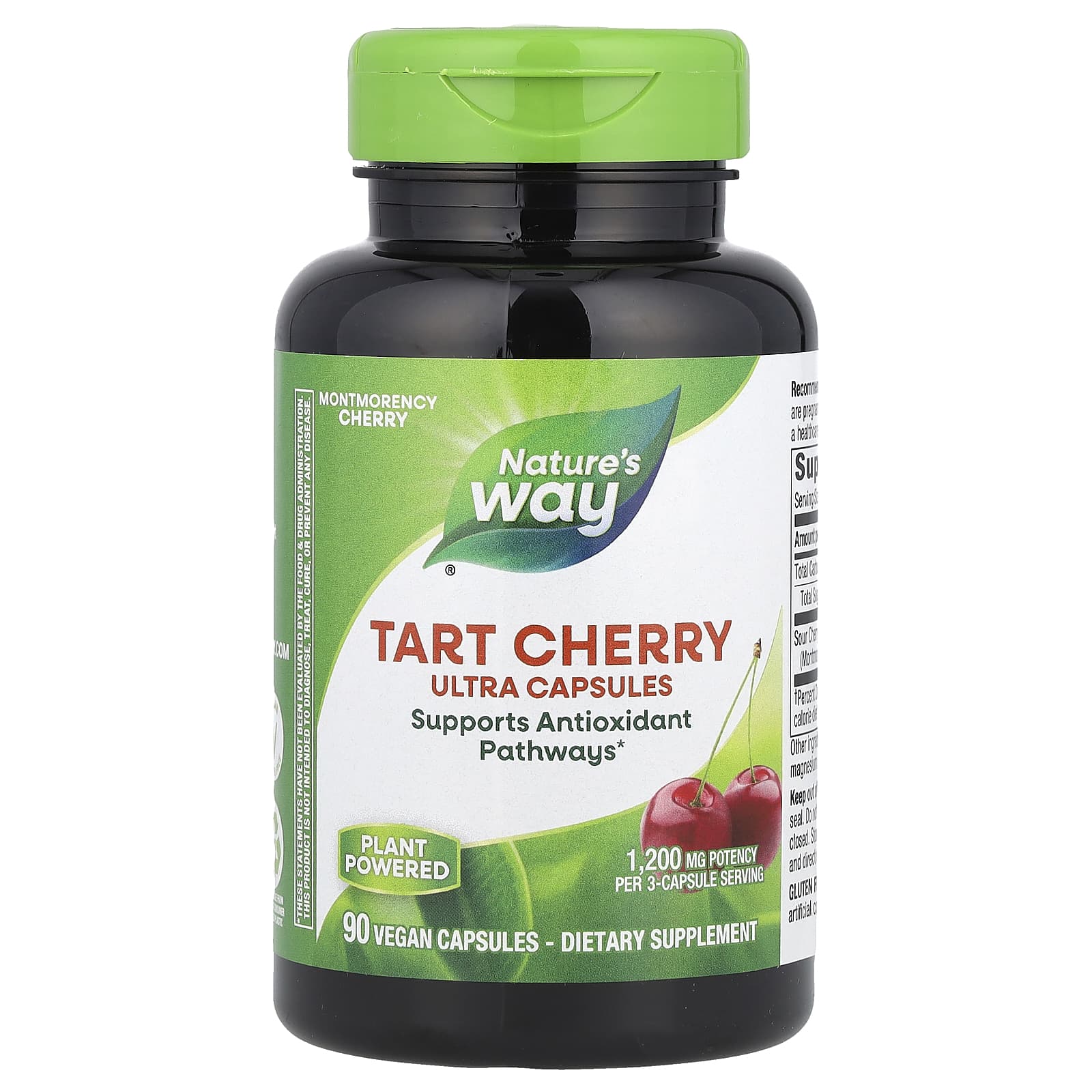 Nature's Way, Tart Cherry, Ultra Capsules, 1,200 mg, 90 Vegan Capsules (400 mg per Capsule) - B003OGGEAC